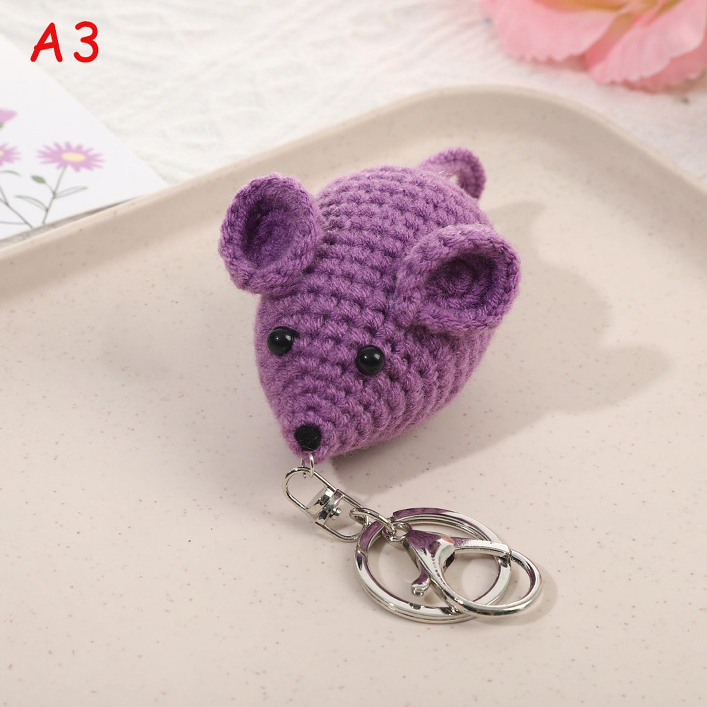 Handmade Crochet Mouse Keychain, Cute Amigurumi Animal Key Ring, Bag Charm, Phone Charm, Gift for Kids & Friends
