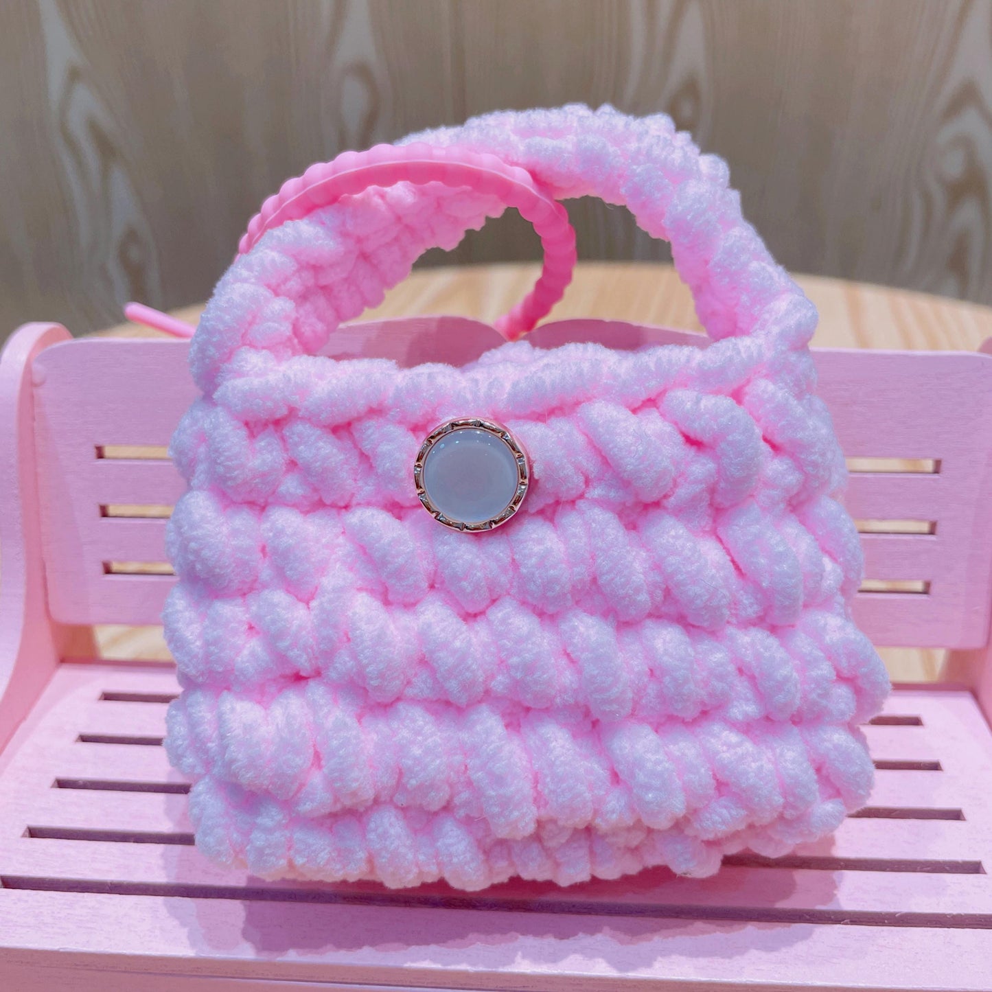 Handmade Crochet Mini Coin Purse, Cute Flower Knit Wallet, Kids Small Pouch, Bluetooth Earbuds Case, Keychain Bag Charm Gift