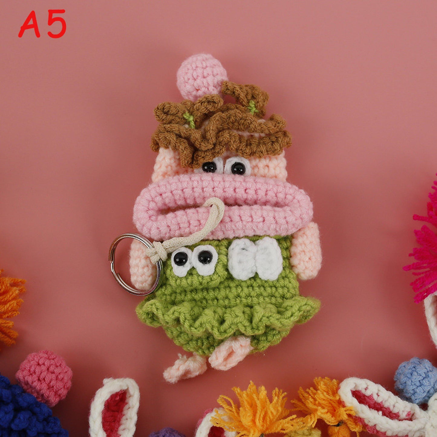 Handmade Cute Crochet Sausage Lips Key Case, Funny Amigurumi Car Key Holder, Key Protector, Bag Charm, Phone Charm Gift