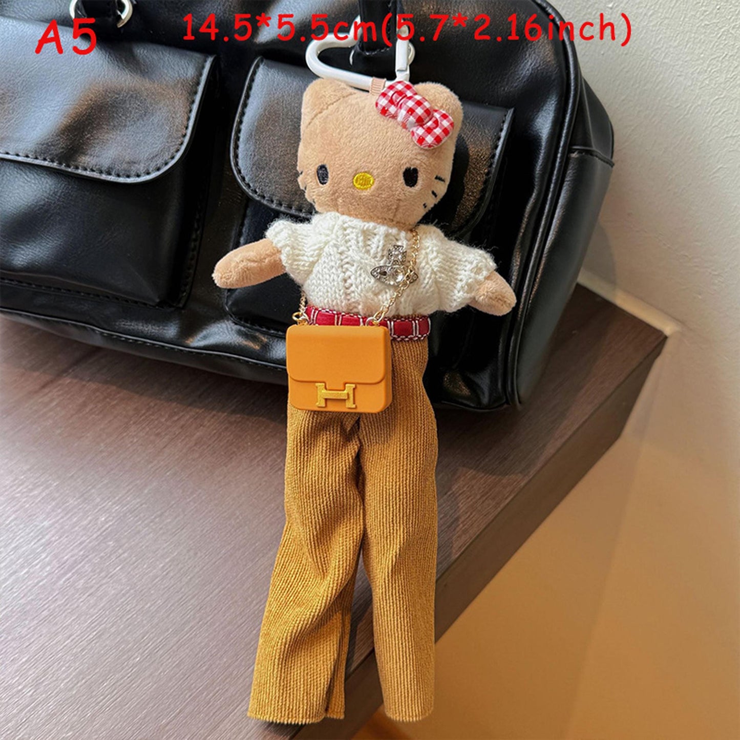 Handmade Plush Cat Keychain, Knitted Cat Doll Bag Charm, Cute Kt Stuffed Animal Bag Charm Phone Charm, Cozy Handmade Gift