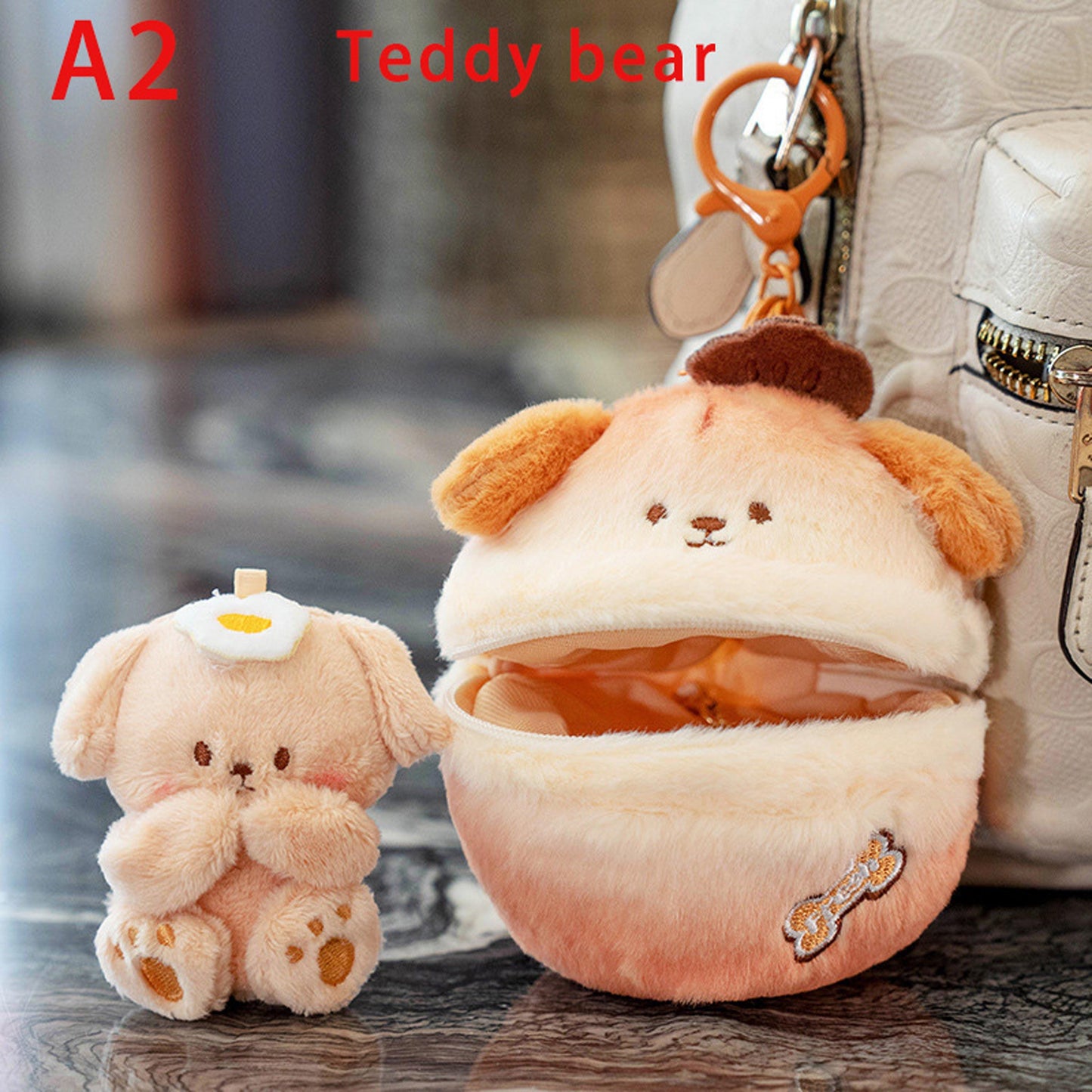 Cute Bunny Plush Keychain, Puppy & Kitty Stuffed Toy Bag Charm, Kawaii Animal Plush Key Ring, Backpack Pendant Set, Cute Plush Doll Keychain