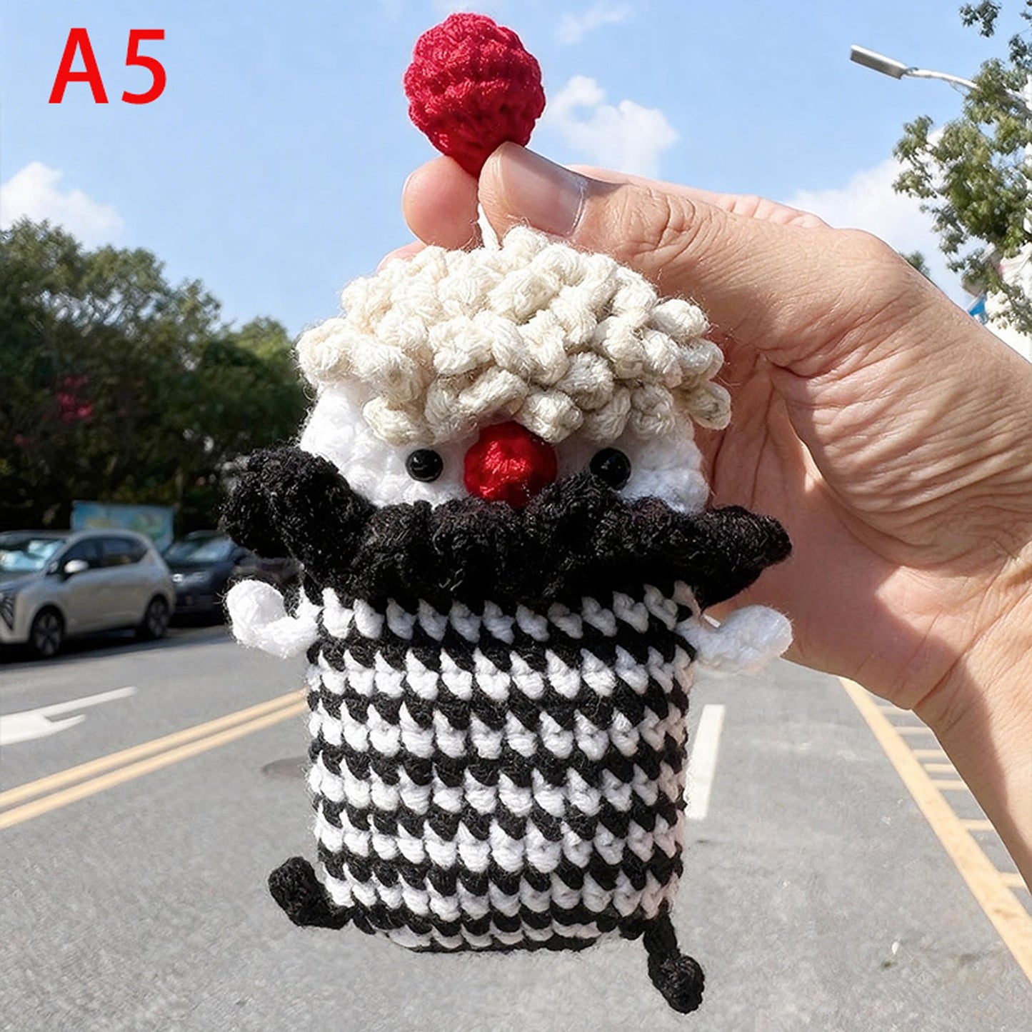 Hand Crochet Cartoon Sausage Lips Car Key Cover, Cute Ugly Bag Charm, Cute Knitted Key Protector,Funny Keychain Bag Charm Gift for Her Him