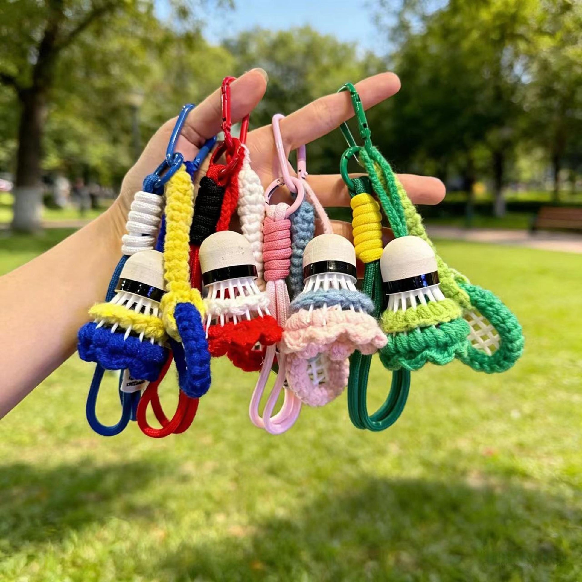 Handmade Crochet Badminton Keychain, Cute Shuttlecock Bag Charm, Sports Key Ring Gift