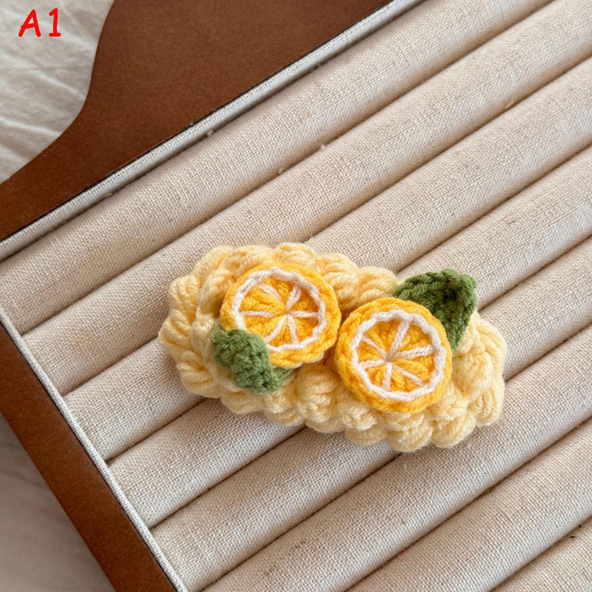 Handmade Crochet Hair Clips, Cute Yarn Barrette, Aesthetic Knit Hair Accessory, Cozy Gift for Girls