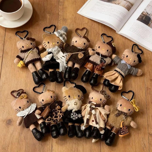 Handmade Knitted Plush Cat Keychain, Cute Kt Stuffed Animal Bag Charm, Aesthetic Backpack Pendant, Unique Gift