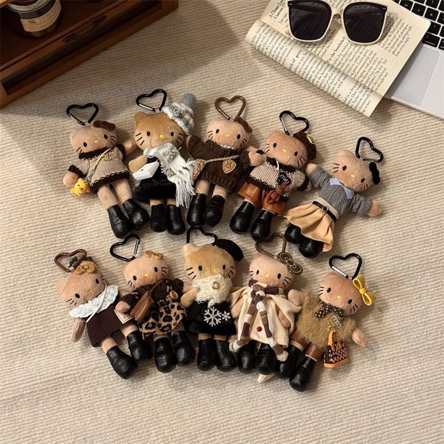 Handmade Knitted Plush Cat Keychain, Cute Kt Stuffed Animal Bag Charm, Aesthetic Backpack Pendant, Unique Gift