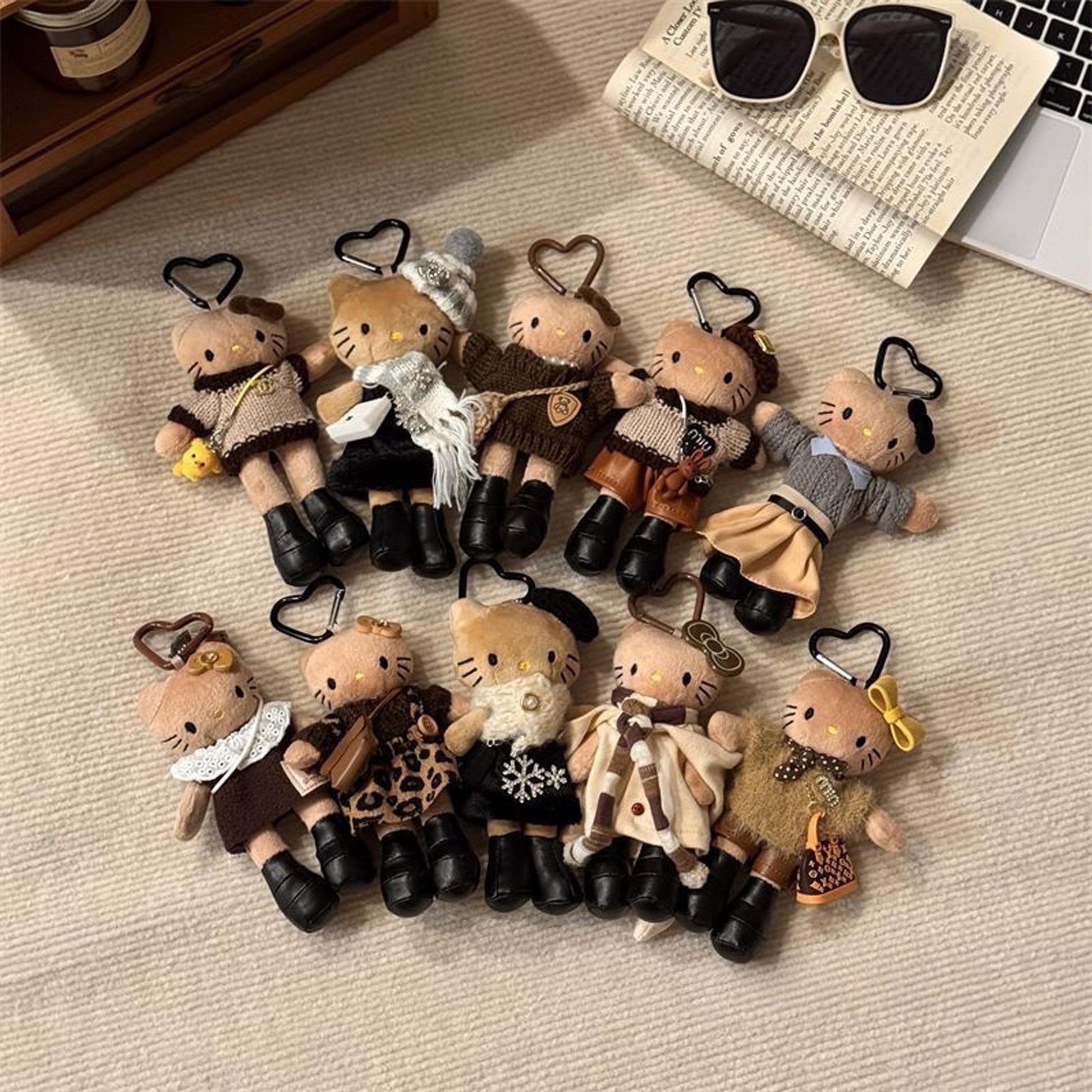 Handmade Knitted Plush Cat Keychain, Cute Kt Stuffed Animal Bag Charm, Aesthetic Backpack Pendant, Unique Gift