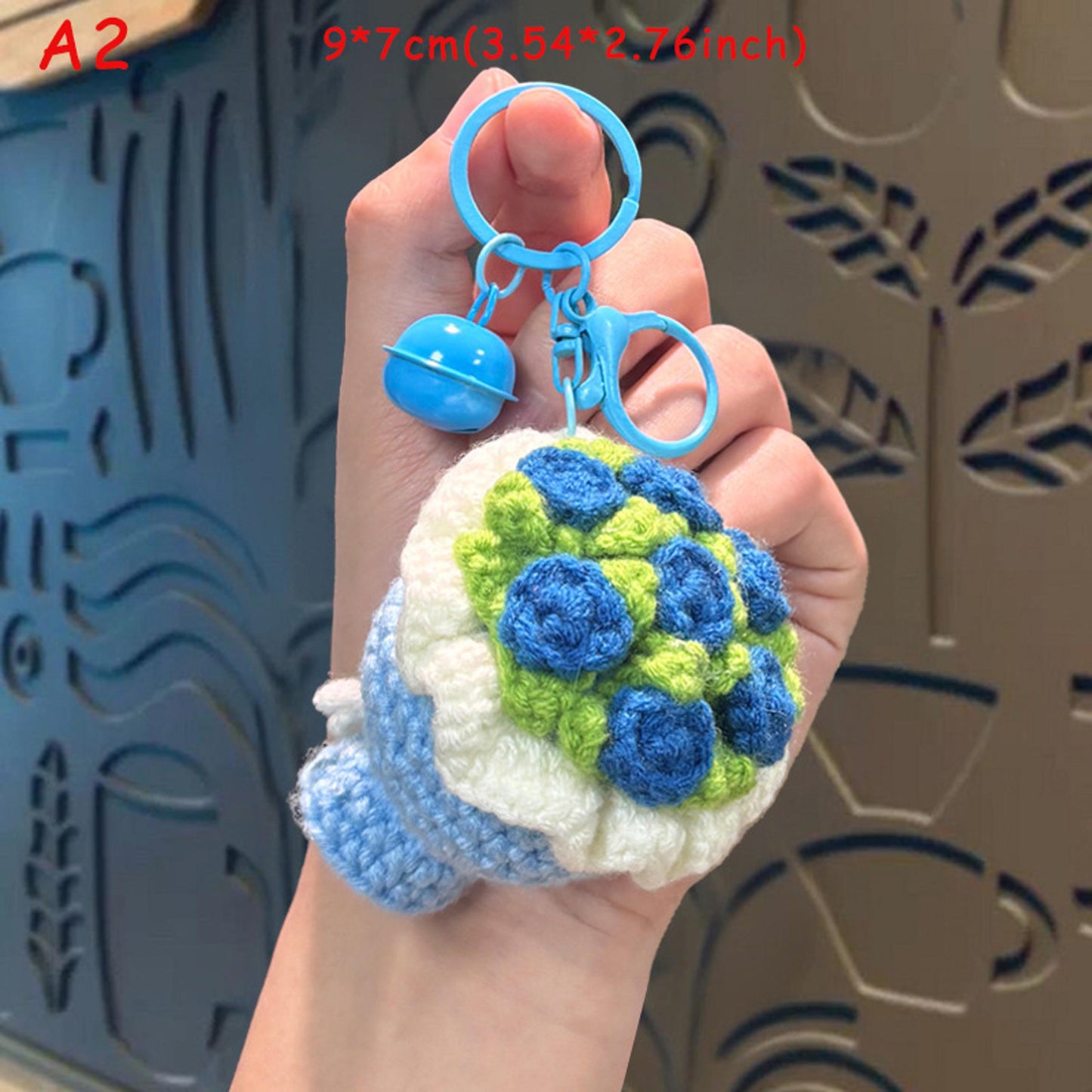 Handmade Crochet Flower Bouquet Keychain, Cute Yarn Knitted Floral Bag Charm, Boho Gift for Her