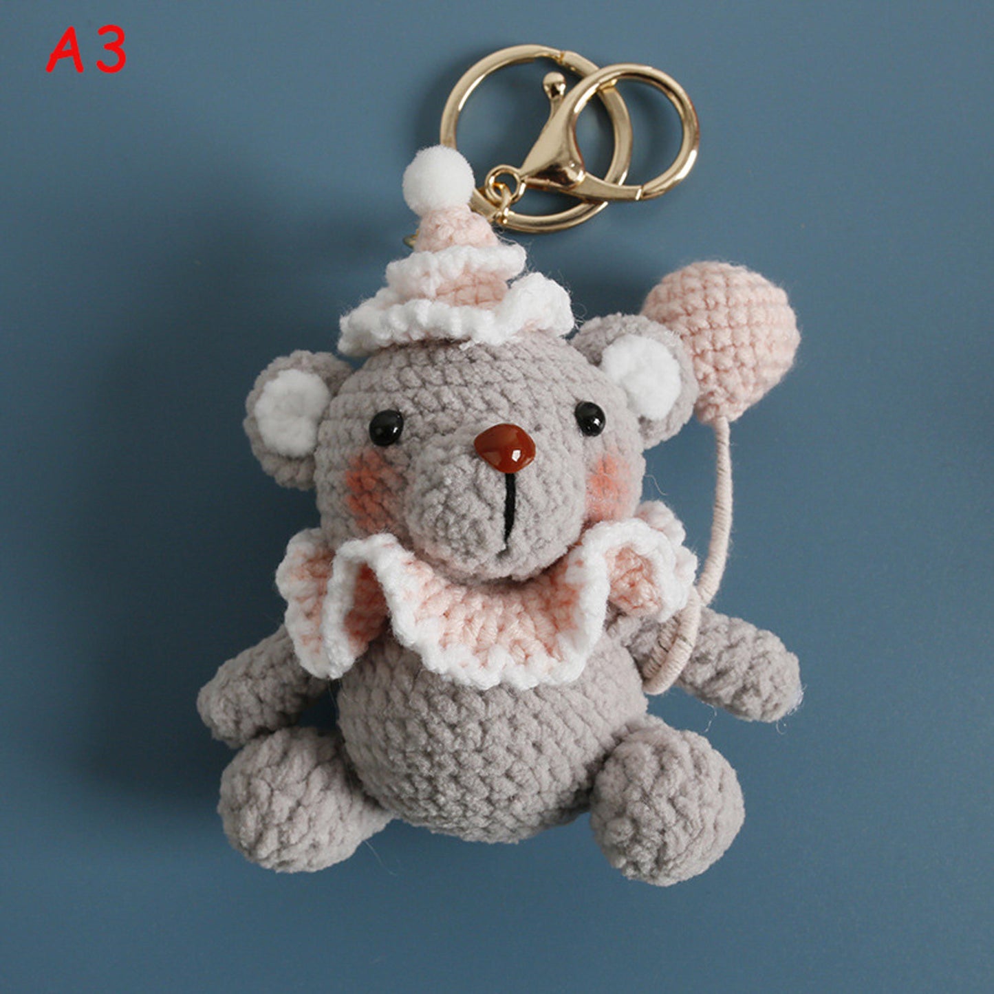 Handmade Crochet Animal Doll Keychain, Cute Amigurumi Yarn Plush Bag Charm, Kawaii Knitted Toy Pendant Gift