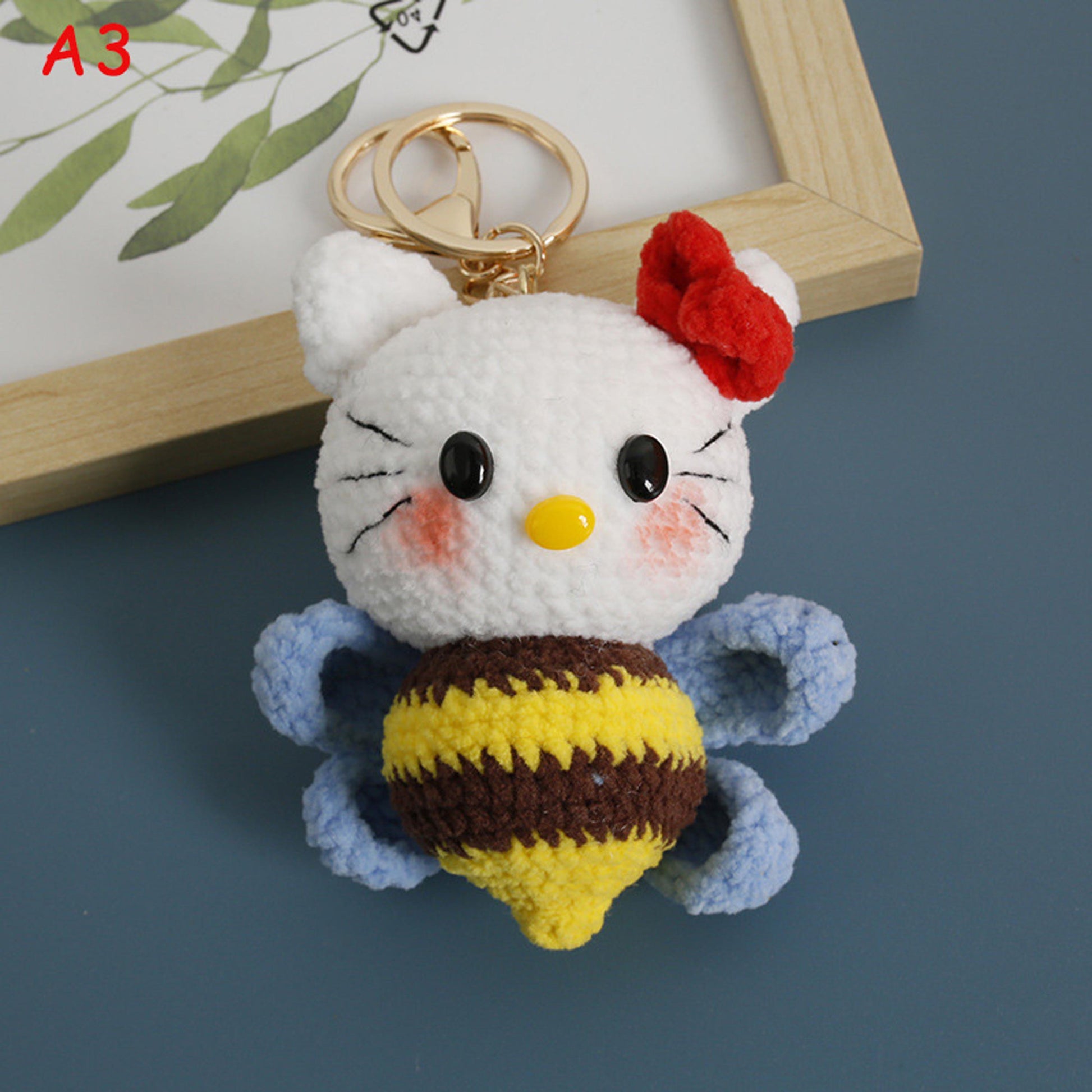 Handmade Crochet Doll Keychain, Cute Knitted Amigurumi Plush Bag Charm, Handwoven Toy Keyring Gift