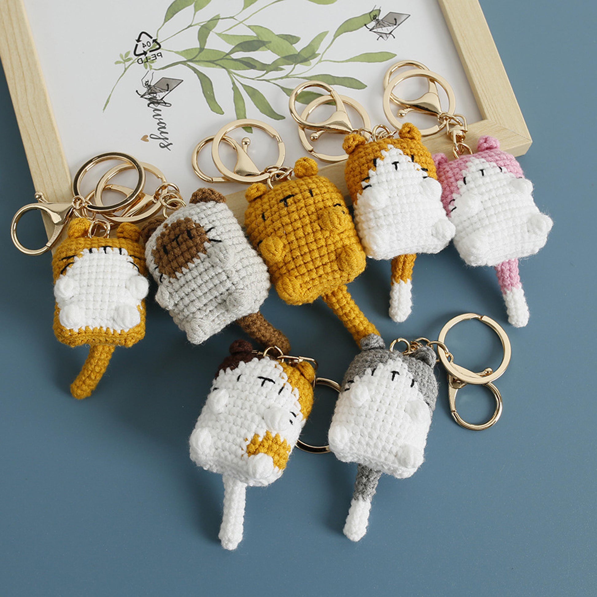 Handmade Crochet Cute Cat Keychain, Knitted Kitty Bag Charm, Mini Amigurumi Cat Pendant, Gift for Cat Lovers