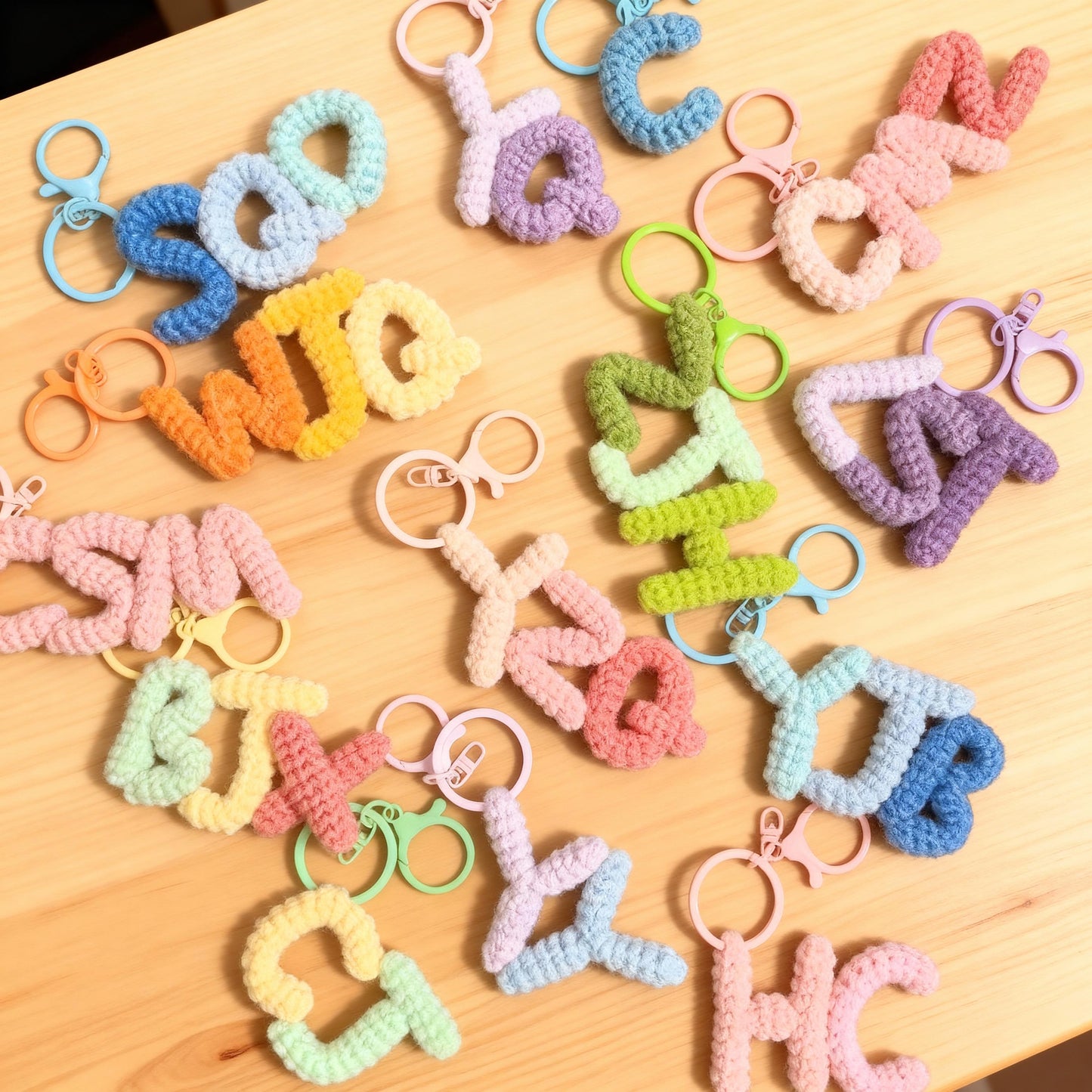 Handmade Personalized Name Letter Keychain, Crochet Yarn Alphabet Charm, Custom Couple Gift, Cute Bag Pendant