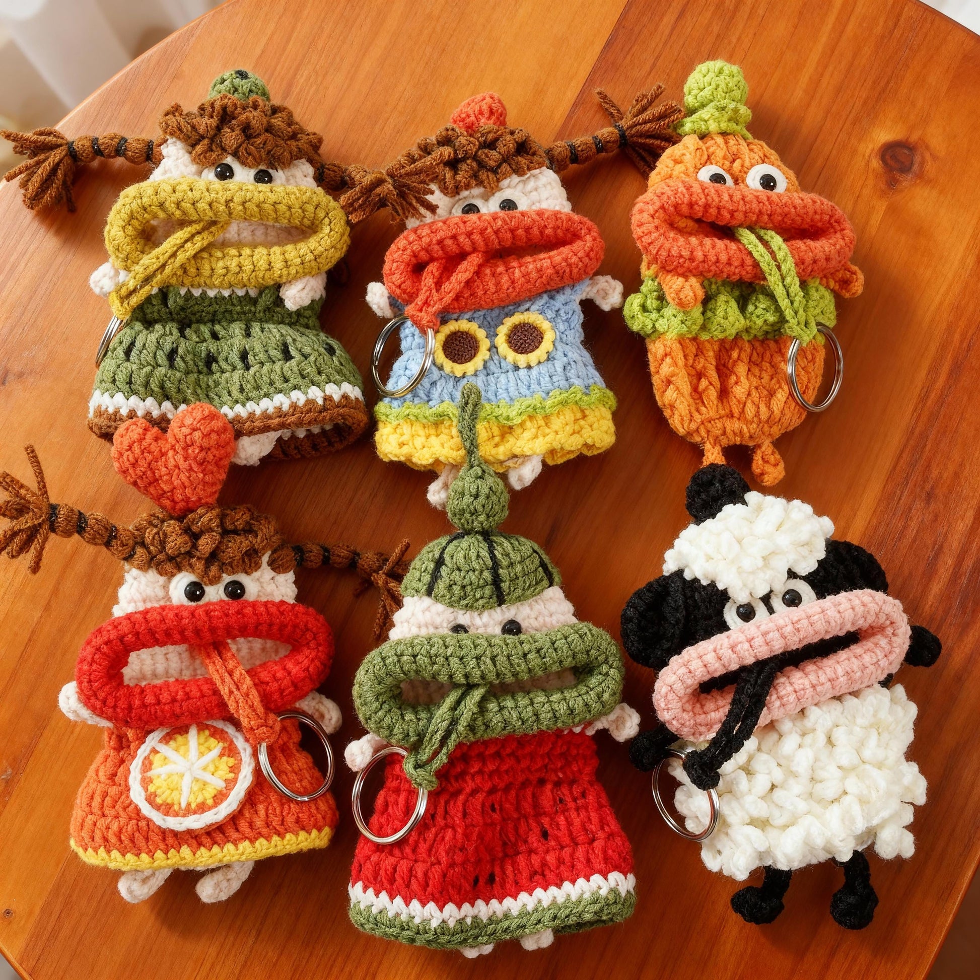 Handmade Crochet Cartoon Sausage Mouth Key Pouch, Cute Knitted Keychain Bag Charm, Phone Charm Gift,keychain,bag charm