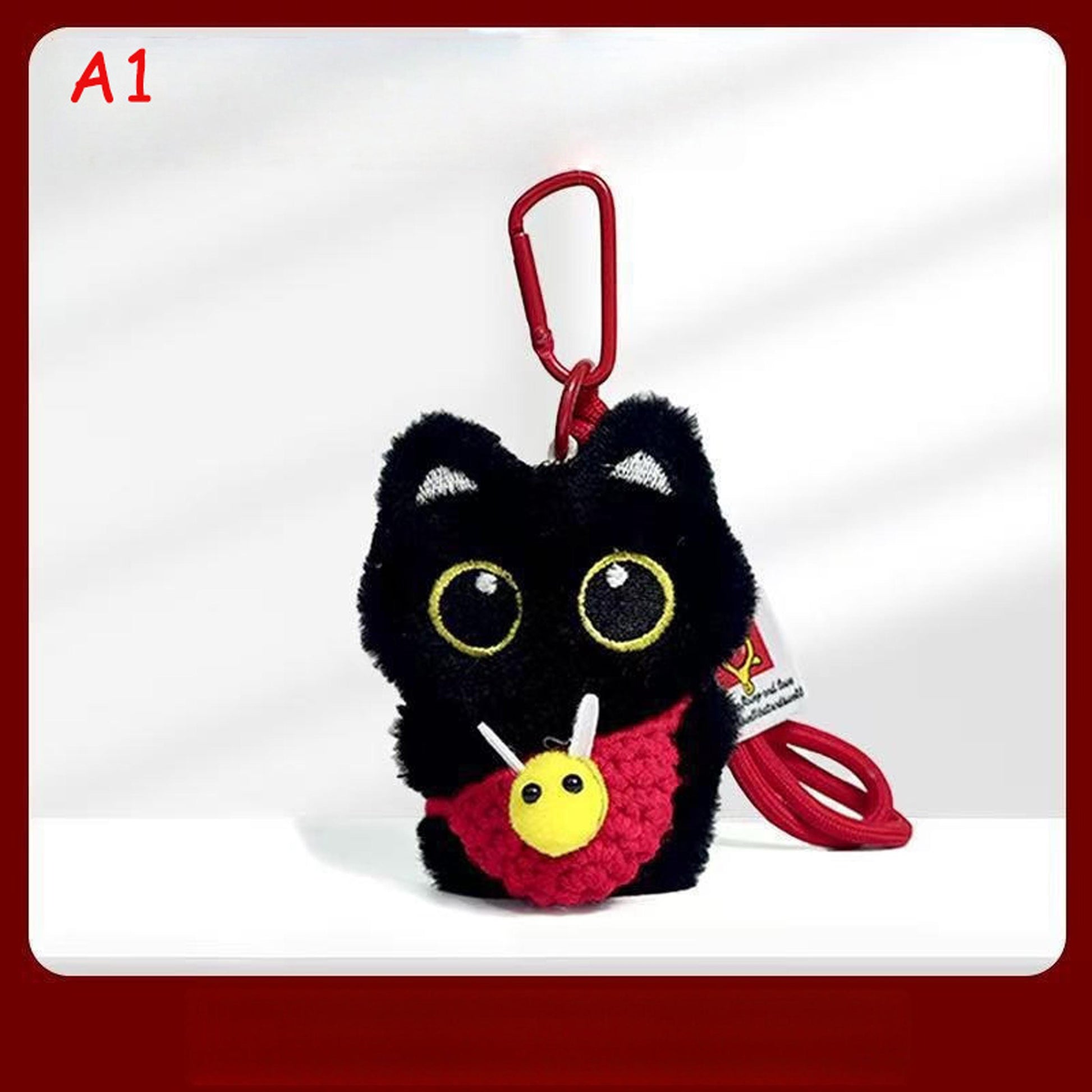 Handmade Knitted Black Cat Keychain, Cute Crochet Cat Plush Bag Charm, Kawaii Kitty Keyring, Gift for Cat Lovers