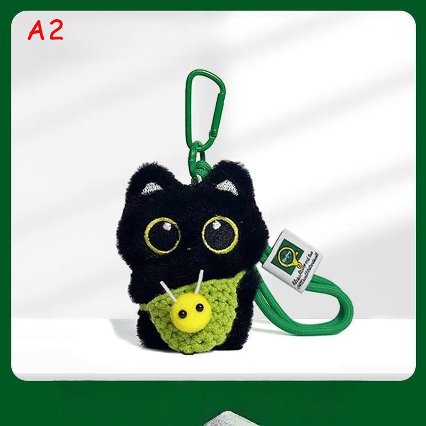 Handmade Knitted Black Cat Keychain, Cute Crochet Cat Plush Bag Charm, Kawaii Kitty Keyring, Gift for Cat Lovers