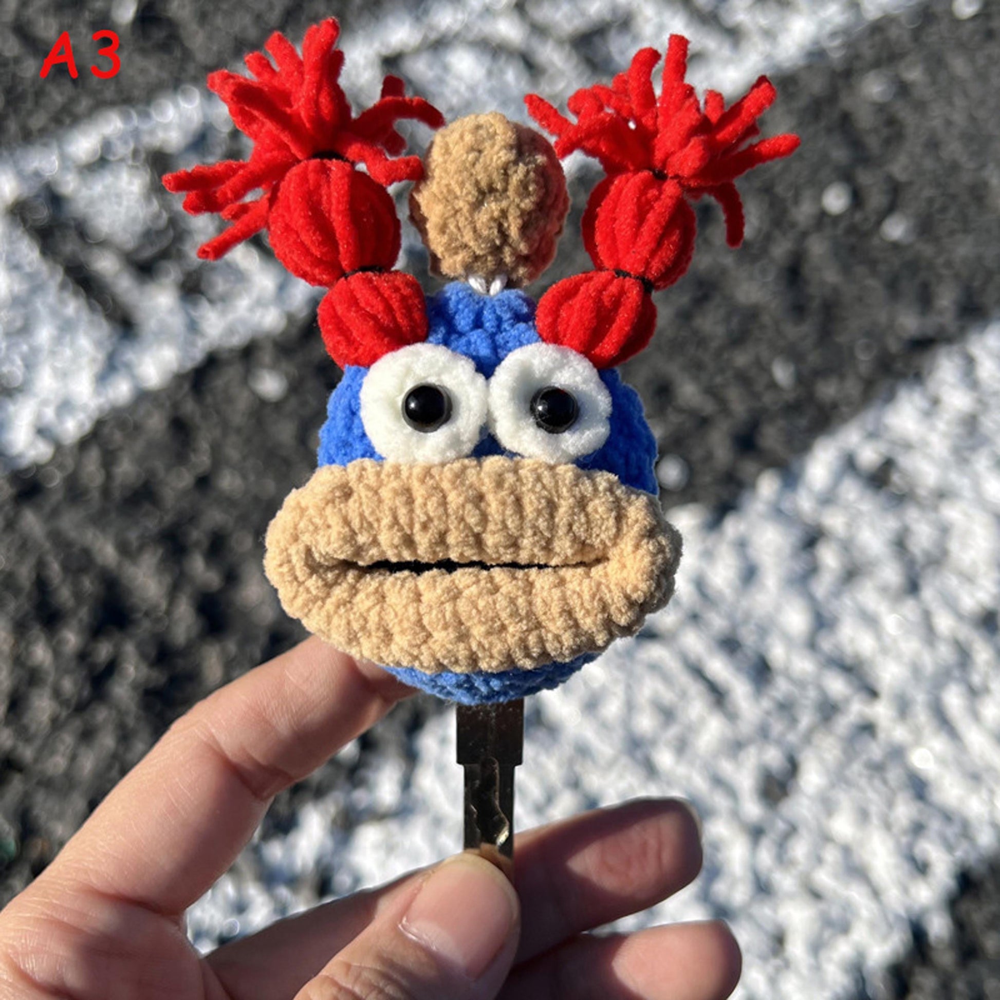 Handmade Crochet Funny Big Mouth Sausage Key Cover, Cute Ugly Kawaii Key Holder, Yarn Knitted Keychain Bag Charm Phone Charm Gift