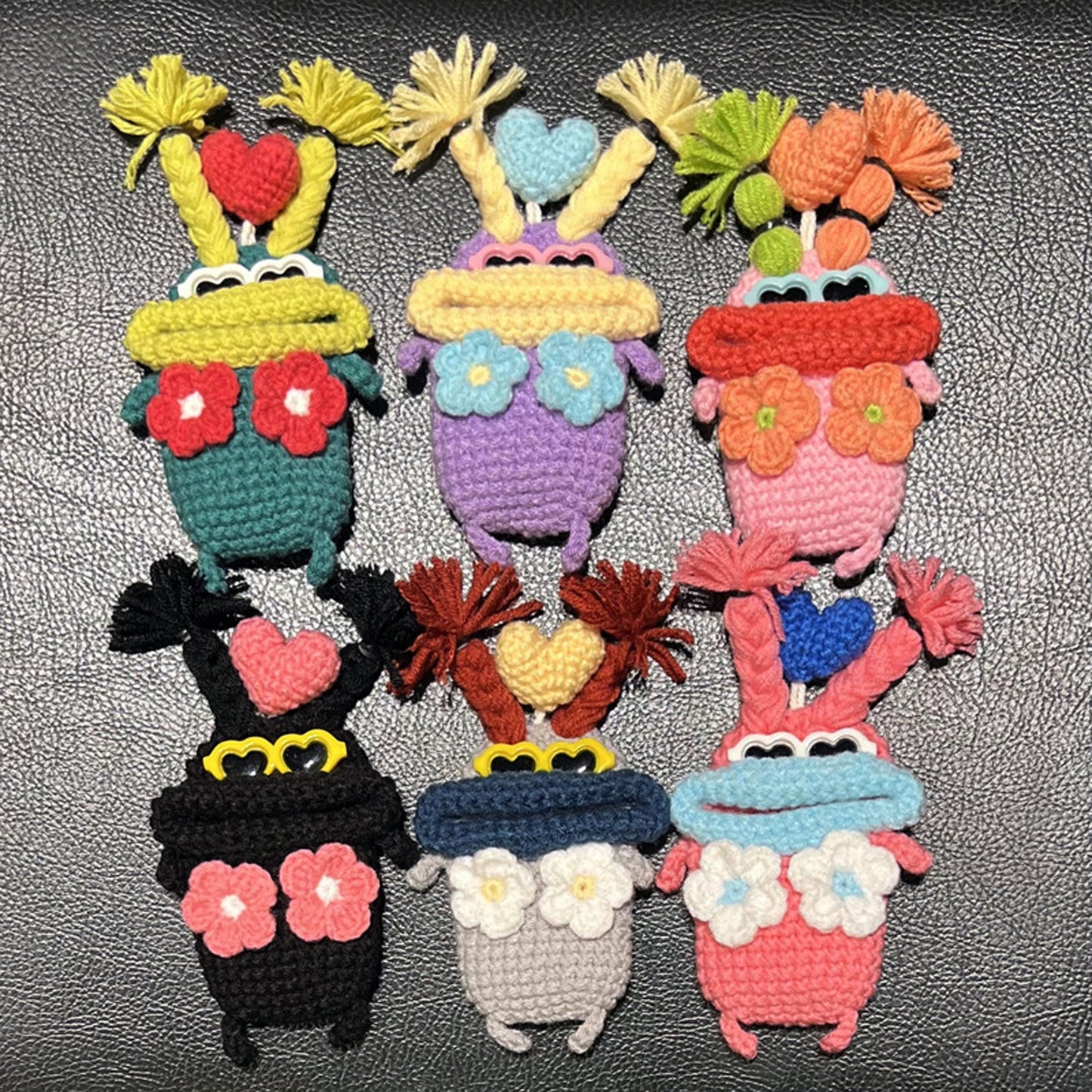 Handmade Crochet Car Key Cover Case, Cute Sausage Lips Key Fob Holder, Yarn Knitted Auto Remote Key Protector, Electric Scooter Key Pouch