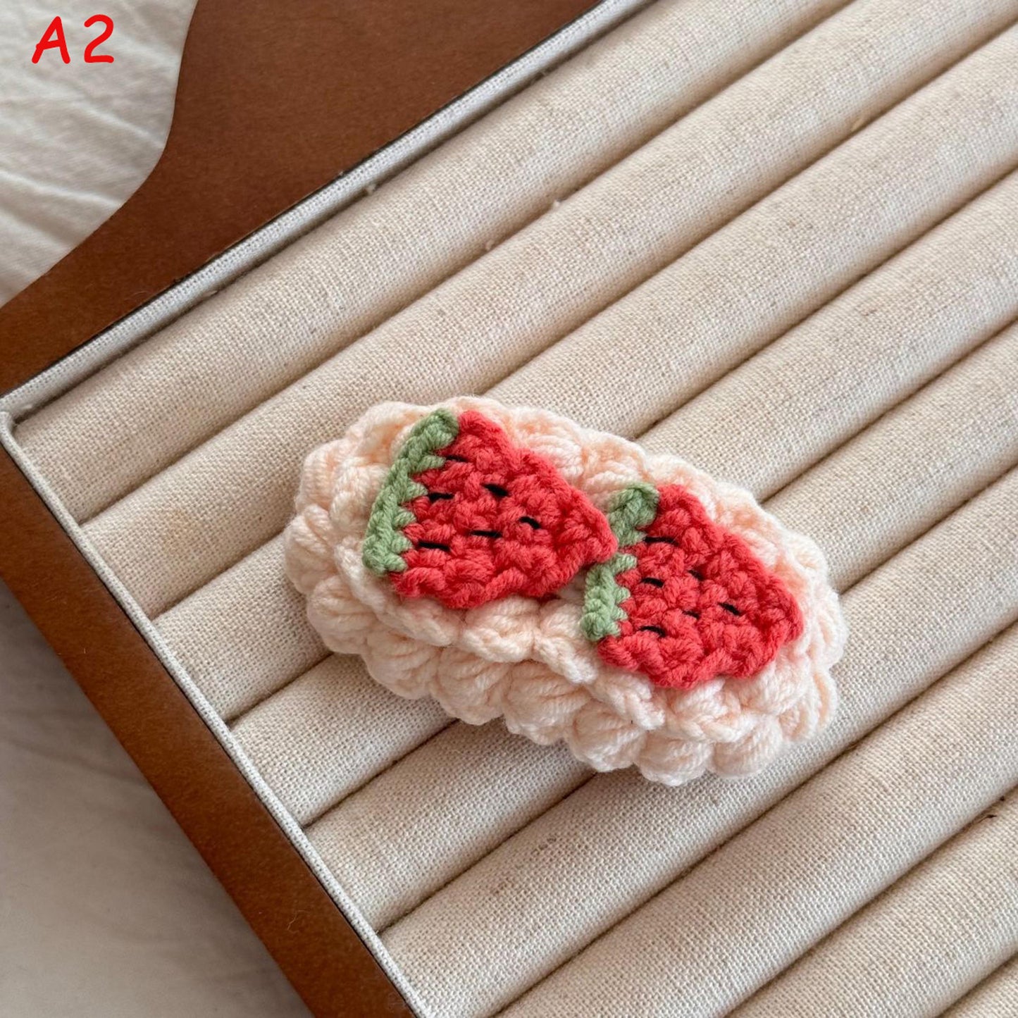 Handmade Crochet Hair Clips, Cute Yarn Barrette, Aesthetic Knit Hair Accessory, Cozy Gift for Girls
