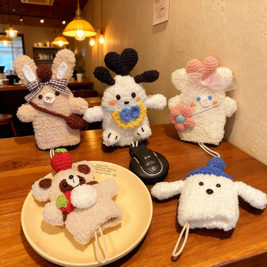Handmade Funny Animal Crochet Car Key Cover, Cute Cartoon Dog Crochet Knitted Keychain, Bag Charm, Phone Charm, Unique Gift