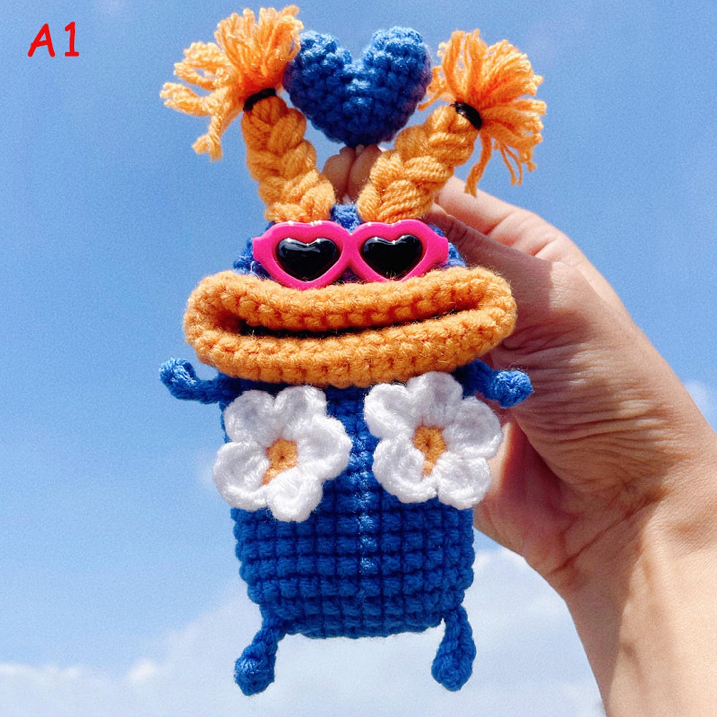 Handmade Crochet Cute Sausage Mouth Car Key Cover, Kawaii Knitted Key Protector, Bag Charm Keychain, Phone Charm Gift