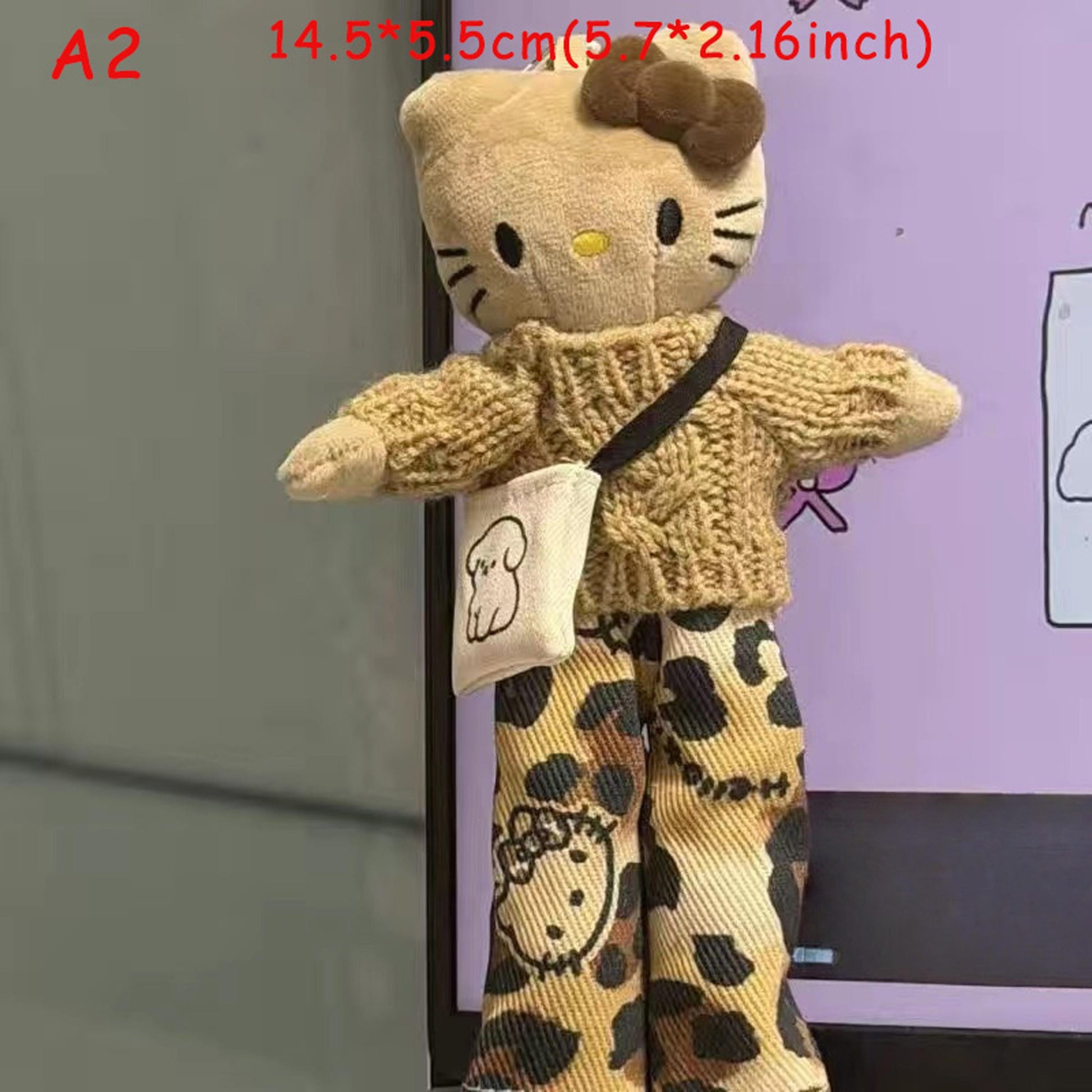 Handmade Plush Cat Keychain, Knitted Cat Doll Bag Charm, Cute Kt Stuffed Animal Bag Charm Phone Charm, Cozy Handmade Gift
