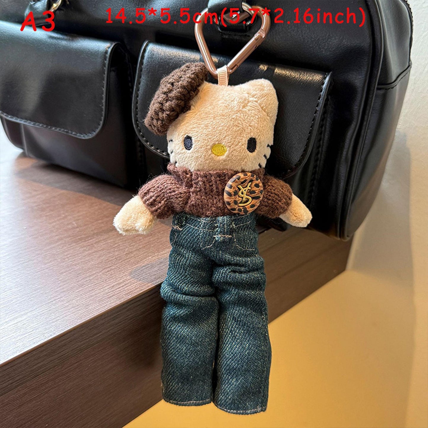 Handmade Plush Cat Keychain, Knitted Cat Doll Bag Charm, Cute Kt Stuffed Animal Bag Charm Phone Charm, Cozy Handmade Gift