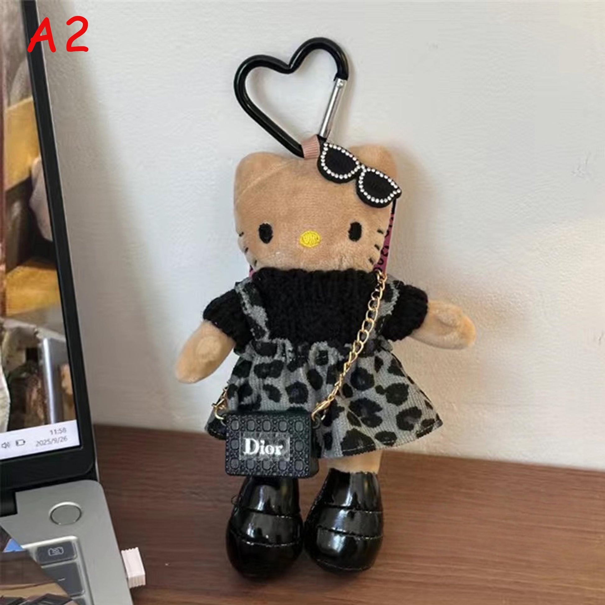 Handmade Knitted Plush Cat Keychain,  Cute Kt Stuffed Animal Bag Charm, Phone Charm, Kawaii Cat Keyring, Gift for Cat Lovers