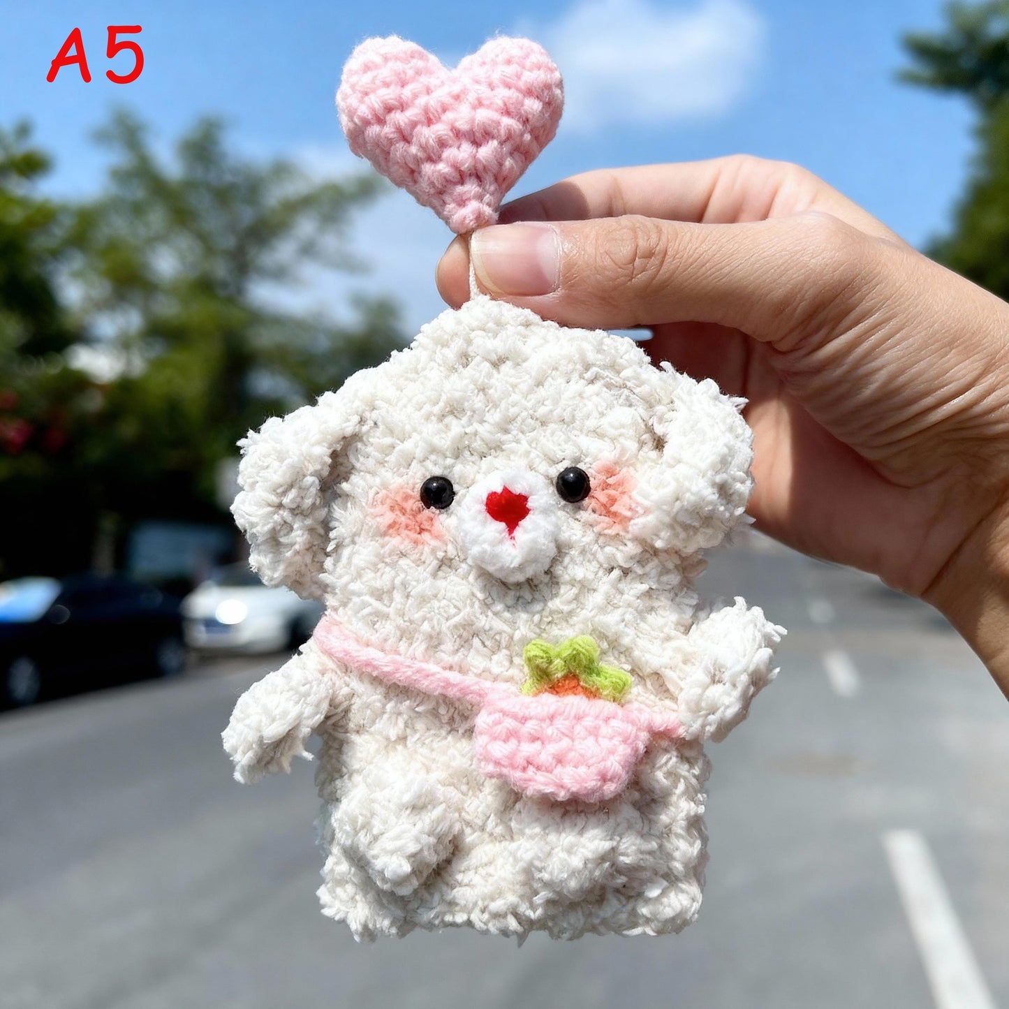Handmade Plush Sausage Lips Pull-out design Car Key Cover, Cute Knitted Car Key Protector, Soft Keychain, Phone Charm, Bag Charm Gift