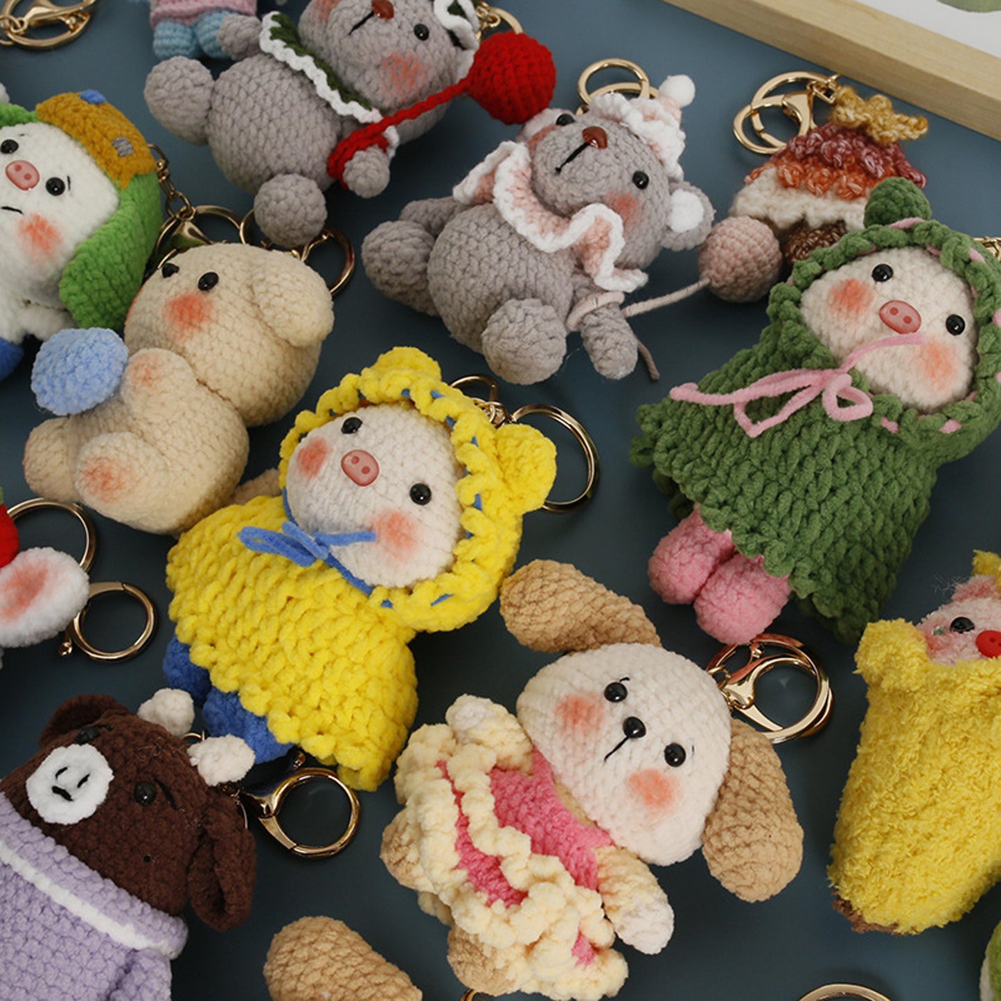 Handmade Crochet Doll Keychain, Cute Knitted Amigurumi Plush Bag Charm, Handwoven Toy Keyring Gift