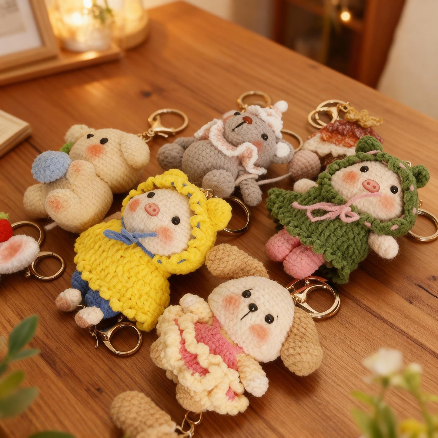 Handmade Crochet Doll Keychain, Cute Knitted Amigurumi Plush Bag Charm, Handwoven Toy Keyring Gift