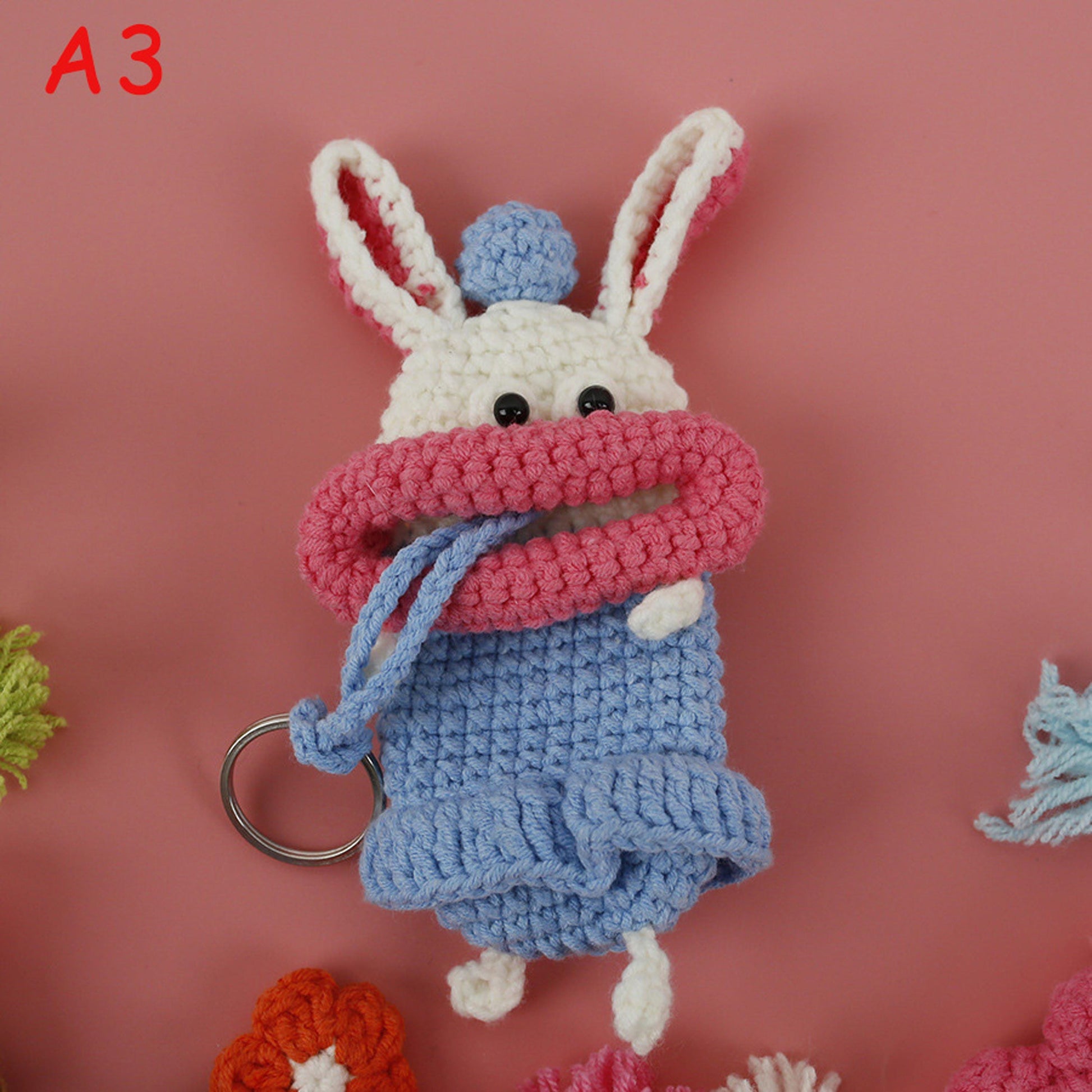 Handmade Cute Crochet Sausage Lips Key Case, Funny Amigurumi Car Key Holder, Key Protector, Bag Charm, Phone Charm Gift