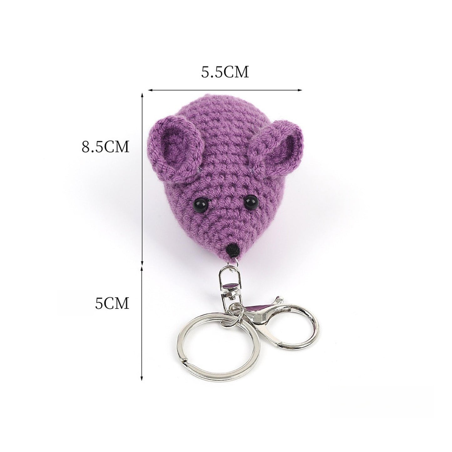 Handmade Crochet Mouse Keychain, Cute Amigurumi Animal Key Ring, Bag Charm, Phone Charm, Gift for Kids & Friends