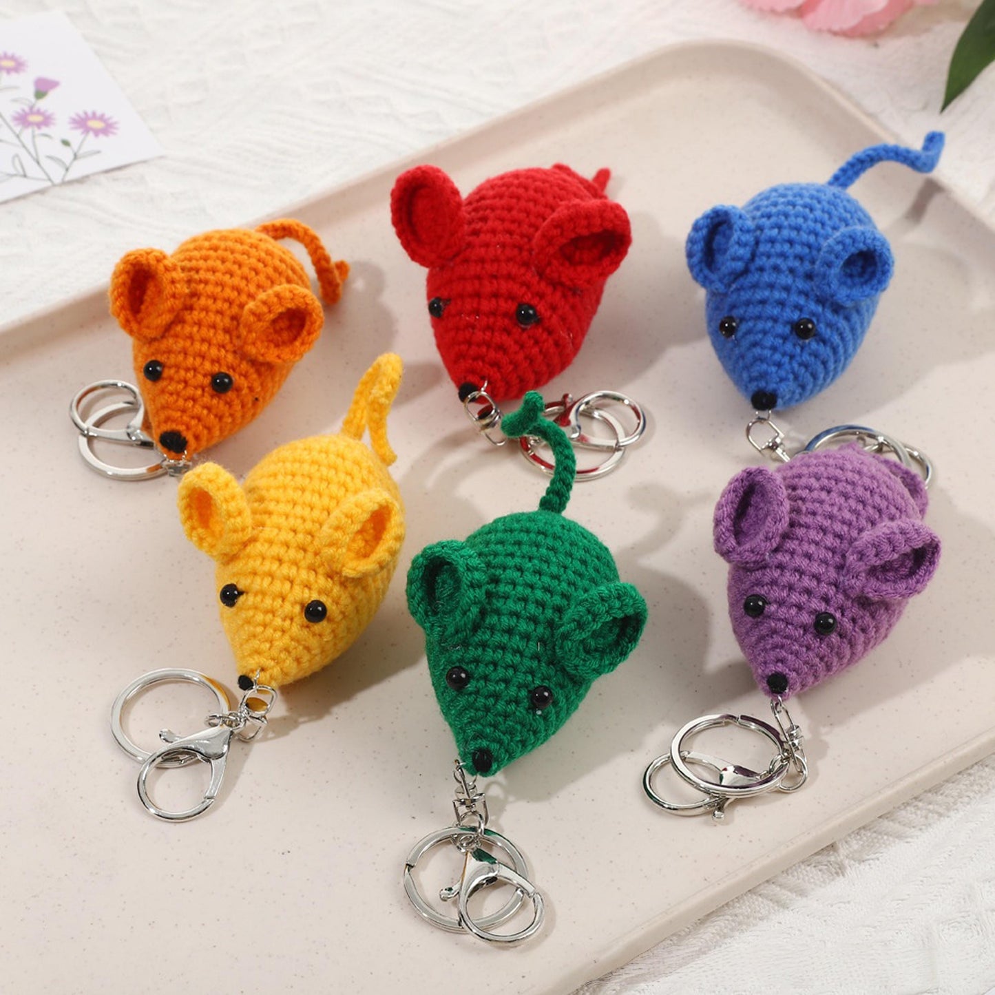 Handmade Crochet Mouse Keychain, Cute Amigurumi Animal Key Ring, Bag Charm, Phone Charm, Gift for Kids & Friends