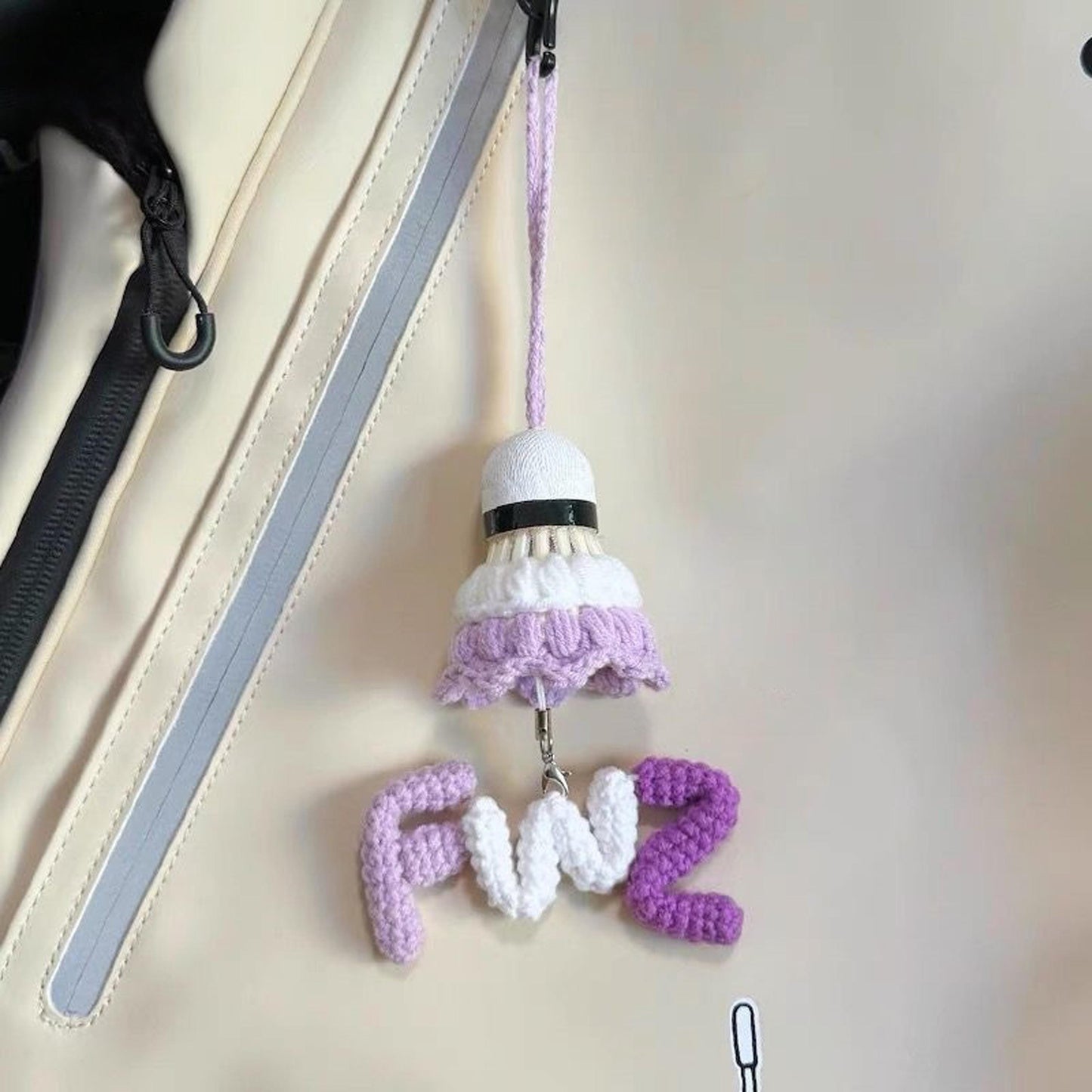 Handmade Crochet Custom Name Letter Badminton Shuttlecock Keychain, Personalized Yarn Knitted Bag Charm Gift