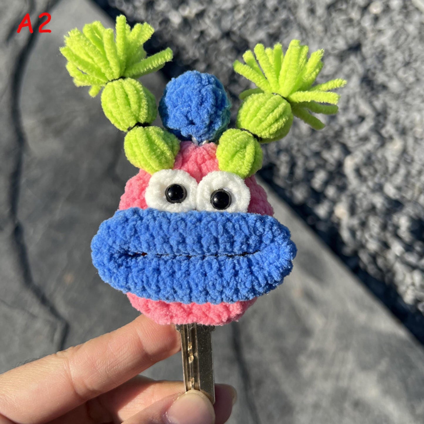 Handmade Crochet Funny Big Mouth Sausage Key Cover, Cute Ugly Kawaii Key Holder, Yarn Knitted Keychain Bag Charm Phone Charm Gift