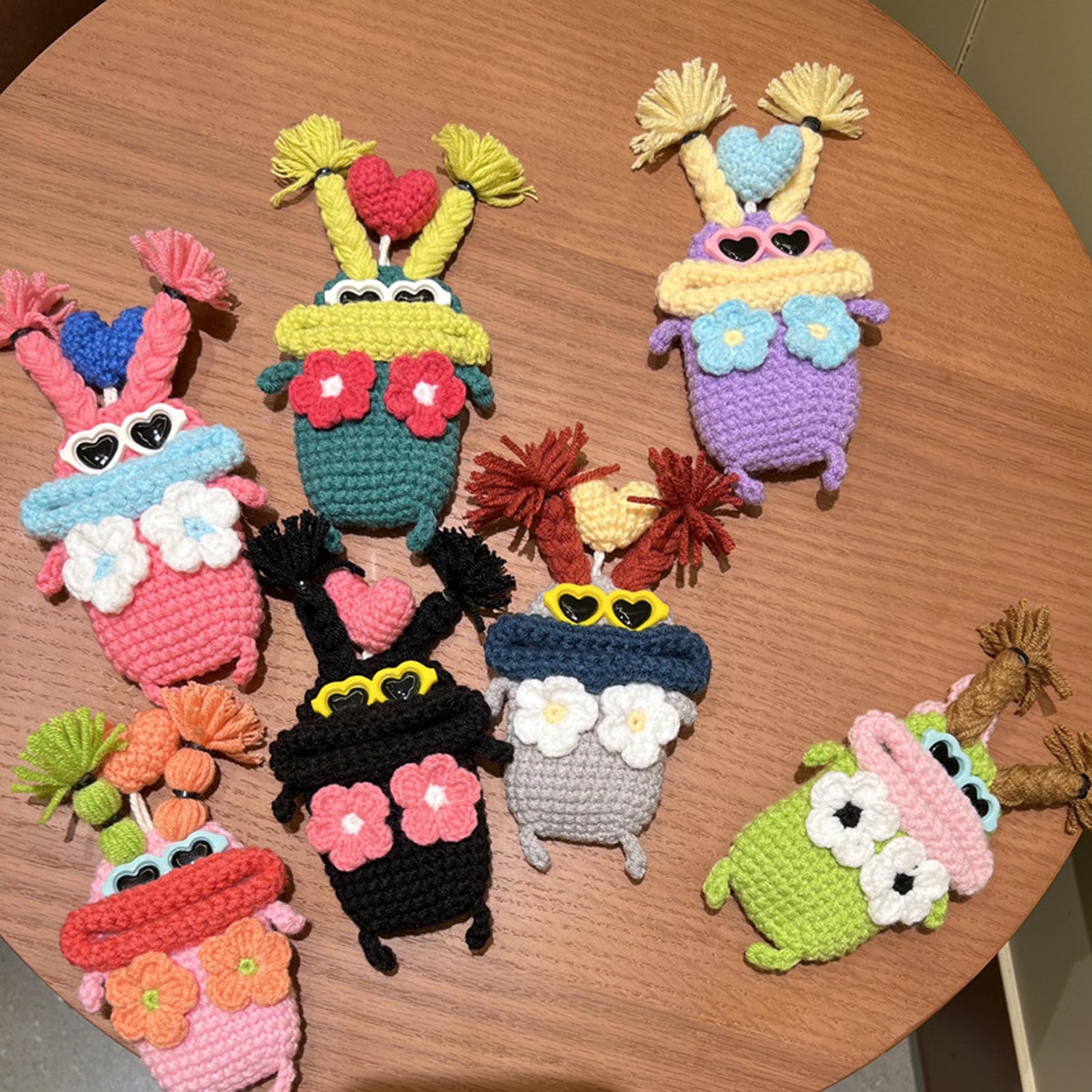 Handmade Crochet Car Key Cover Case, Cute Sausage Lips Key Fob Holder, Yarn Knitted Auto Remote Key Protector, Electric Scooter Key Pouch