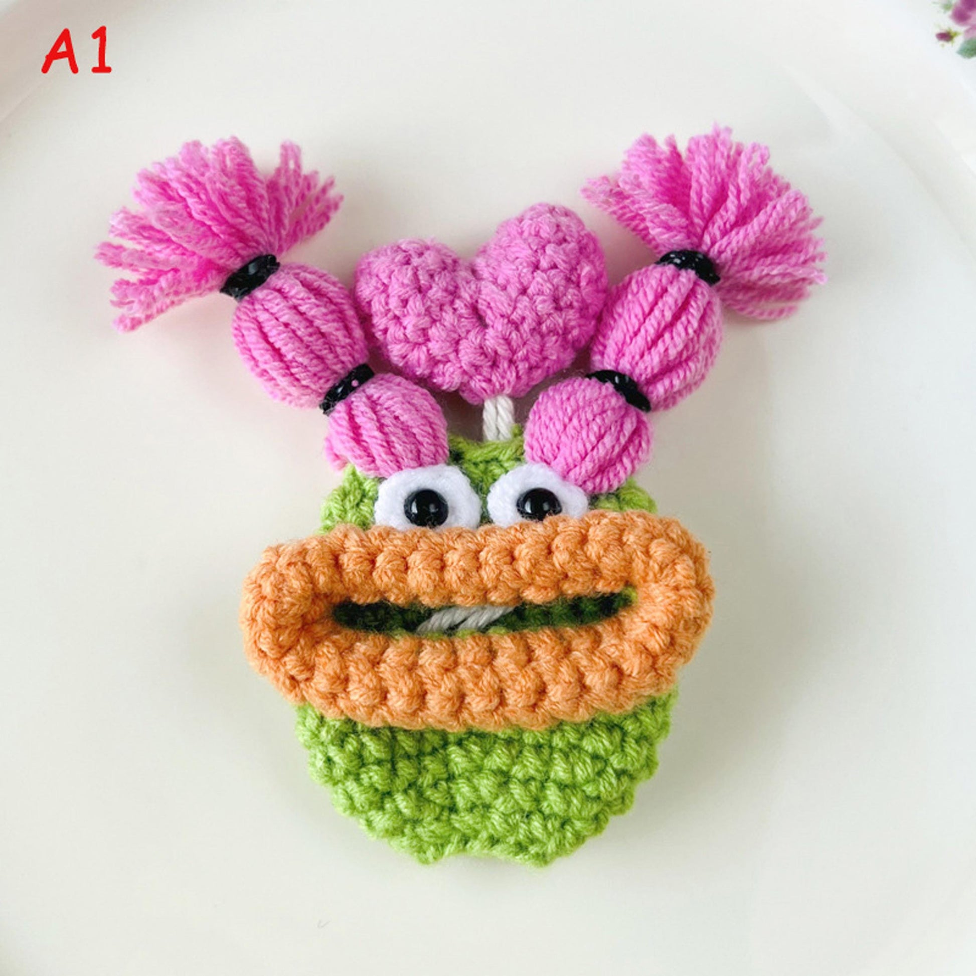 Handmade Crochet Cute Sausage Mouth Key Pouch, Funny Amigurumi Key Case Card Holder, Kawaii Keychain Phone Charm Bag Pendant Gift