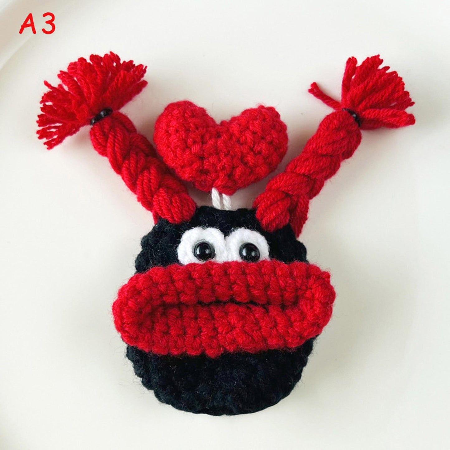 Handmade Crochet Cute Sausage Mouth Key Pouch, Funny Amigurumi Key Case Card Holder, Kawaii Keychain Phone Charm Bag Pendant Gift