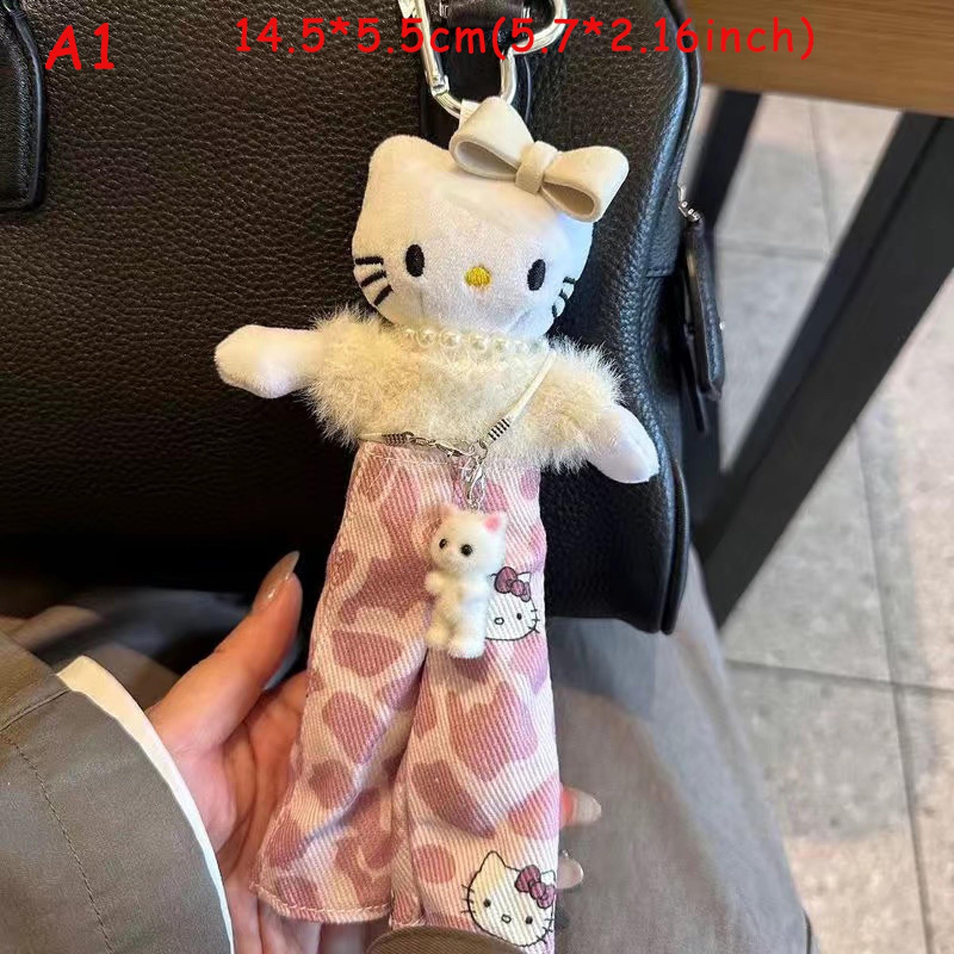 Handmade Plush Cat Keychain, Knitted Cat Doll Bag Charm, Cute Kt Stuffed Animal Bag Charm Phone Charm, Cozy Handmade Gift