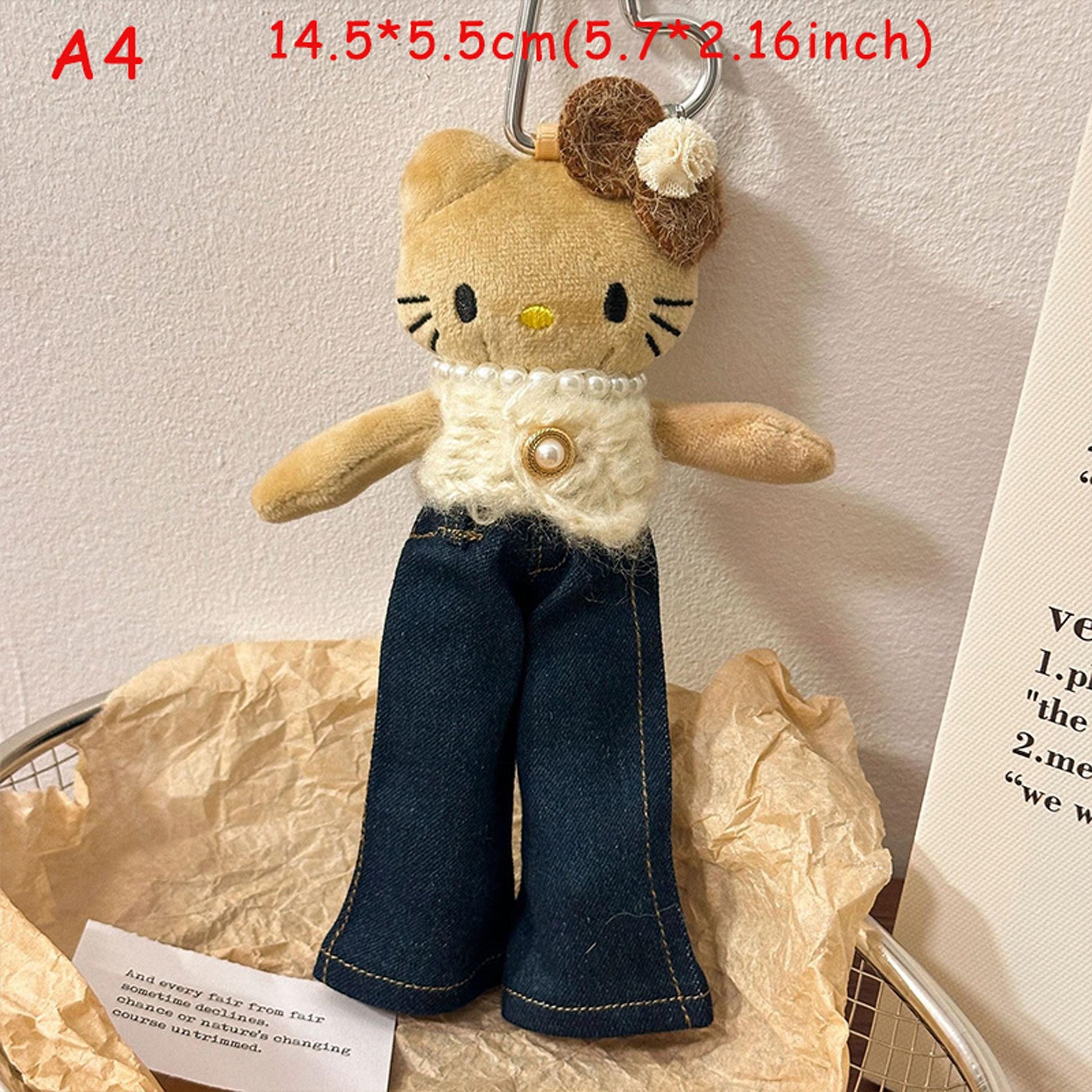 Handmade Plush Cat Keychain, Knitted Cat Doll Bag Charm, Cute Kt Stuffed Animal Bag Charm Phone Charm, Cozy Handmade Gift
