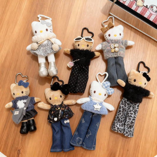 Handmade Plush Cat Keychain, Knitted Cat Doll Bag Charm, Cute Kt Stuffed Animal Bag Charm Phone Charm, Cozy Handmade Gift