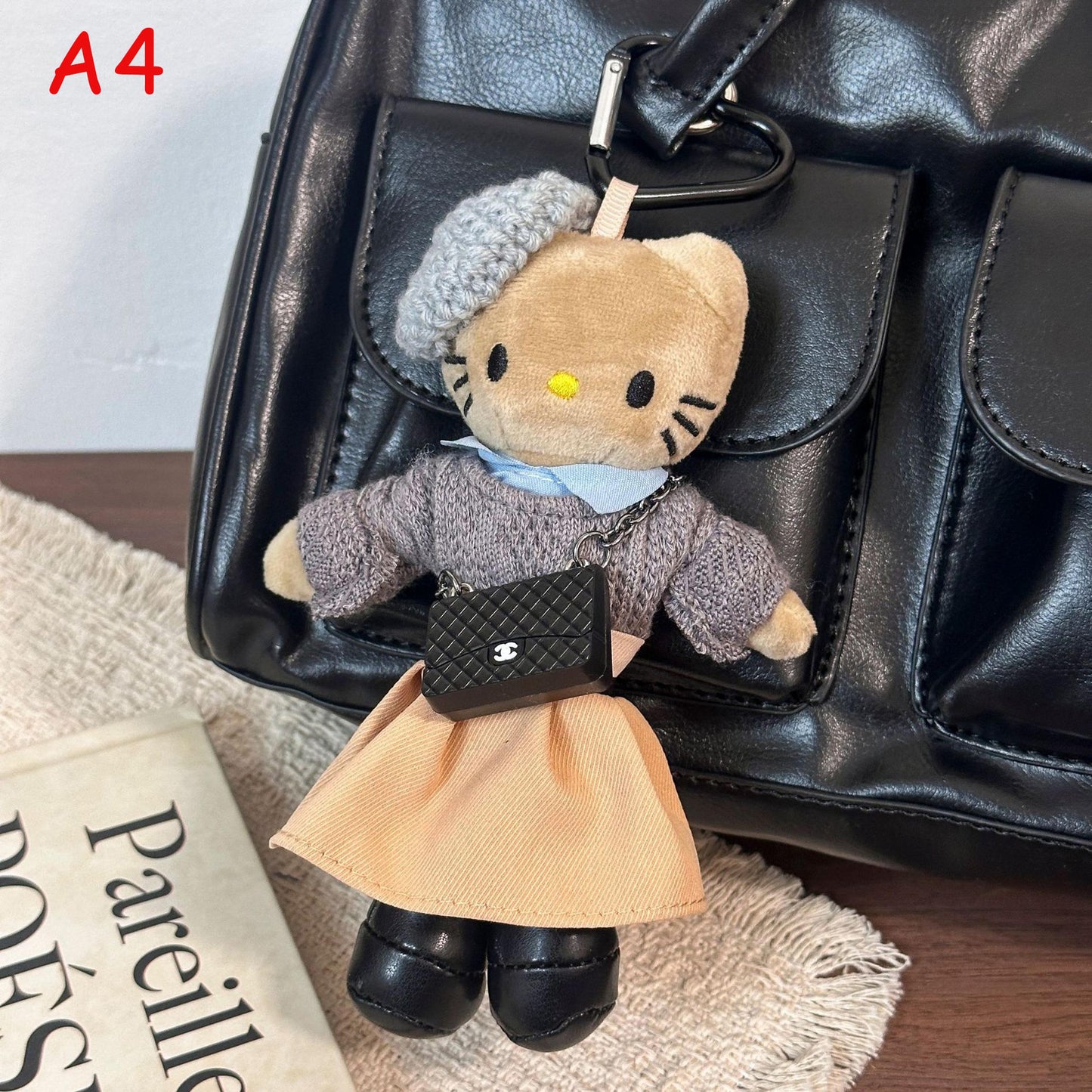 Handmade Knitted Plush Cat Keychain,  Cute Kt Stuffed Animal Bag Charm, Phone Charm, Kawaii Cat Keyring, Gift for Cat Lovers