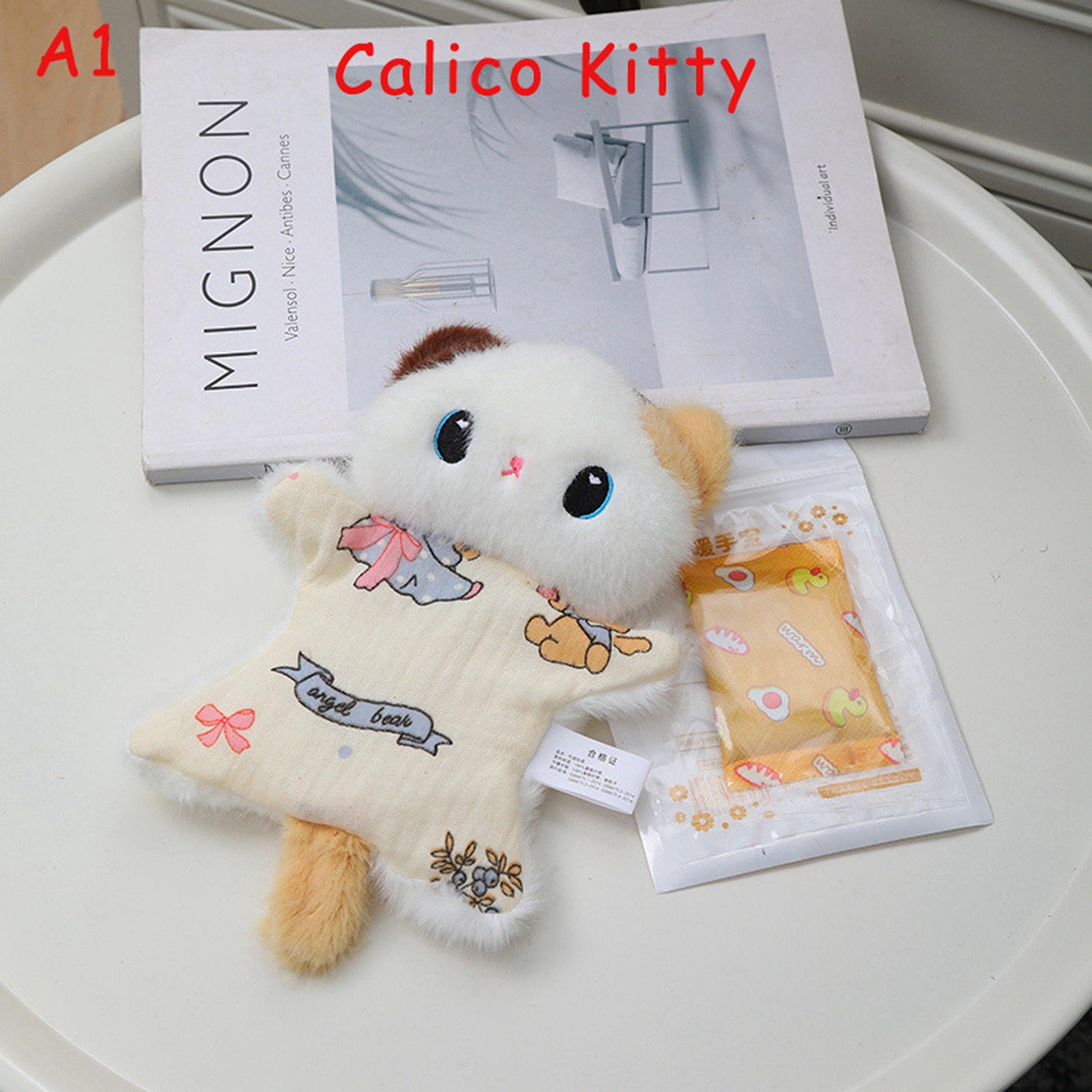 Handmade Plush Stress Relief Animal Doll, Cute Cat Dog Fidget Toy, Soft Squeeze Comfort Toy with Bean Bag, Anxiety Relief Gift