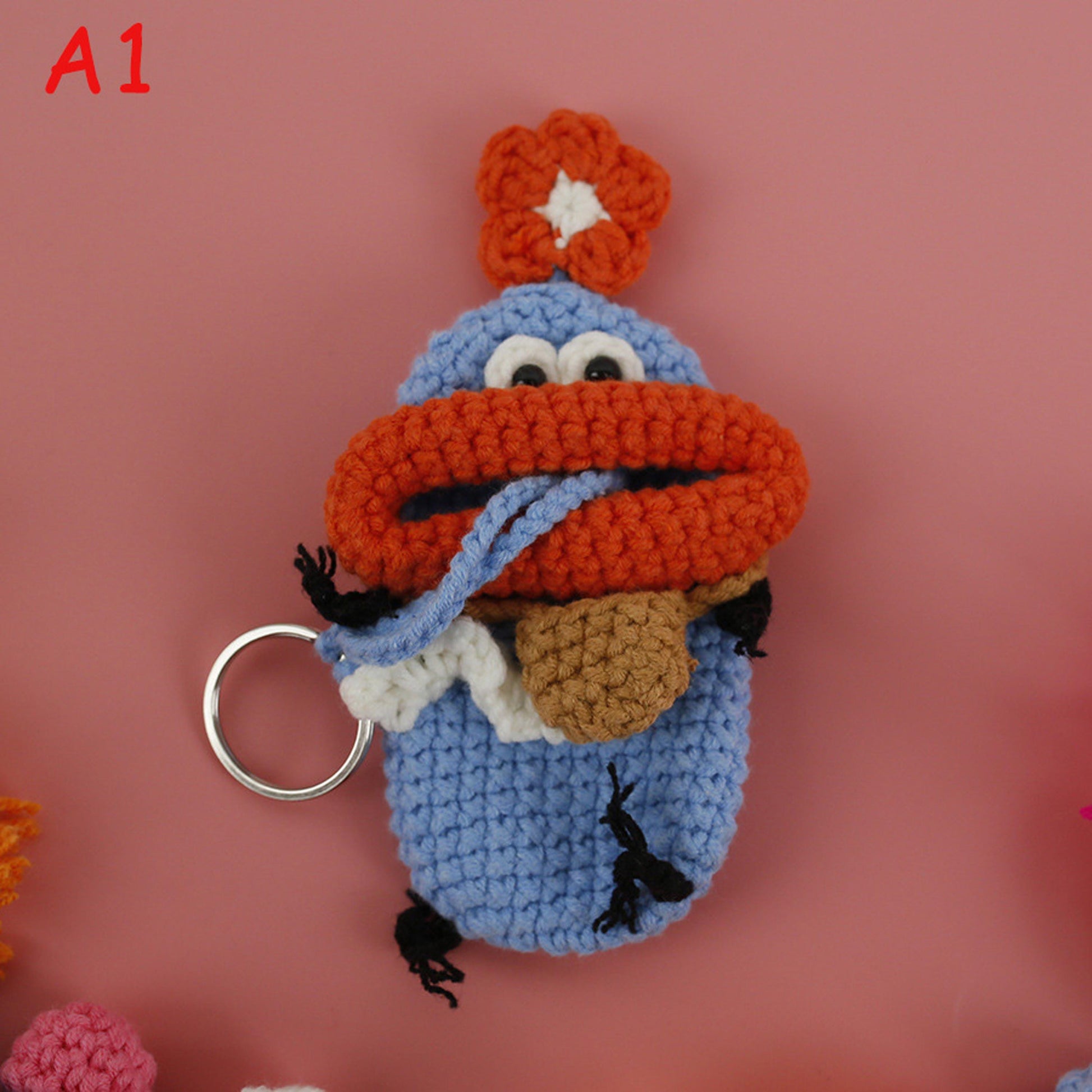 Handmade Cute Crochet Sausage Lips Key Case, Funny Amigurumi Car Key Holder, Key Protector, Bag Charm, Phone Charm Gift