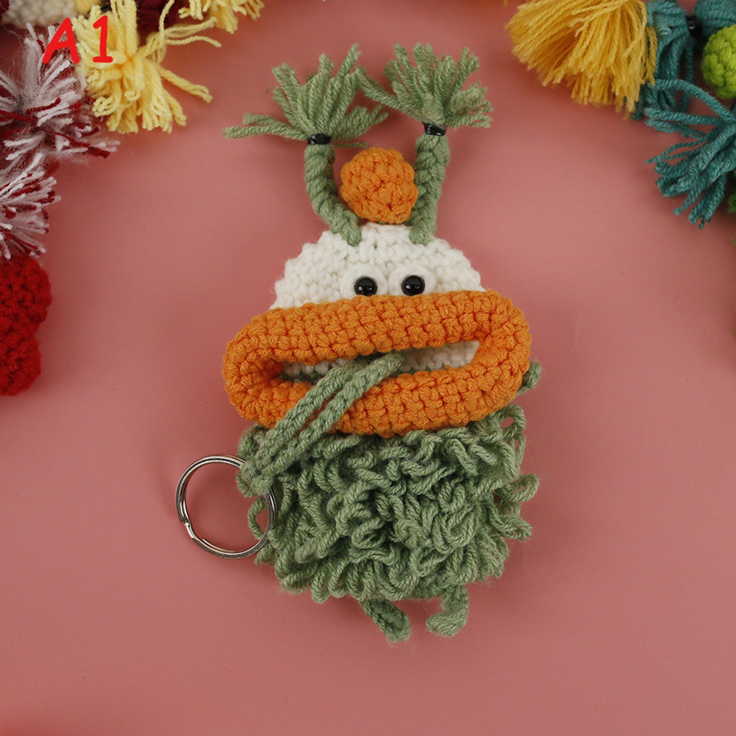 Handmade Crochet Sausage Lips Key Pouch, Knitted Key Holder Case, Cute Big Mouth Girl,Yarn Key Protector, Bag Charm, Funny Keychain Gift