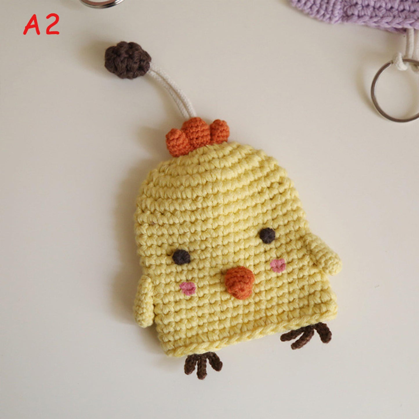 Handmade Crochet Cartoon Key Pouch,Cute Knitted Car Key Cover for Women, Anime Inspired Key Holder, Handwoven Key Protector Bag Gift for Her