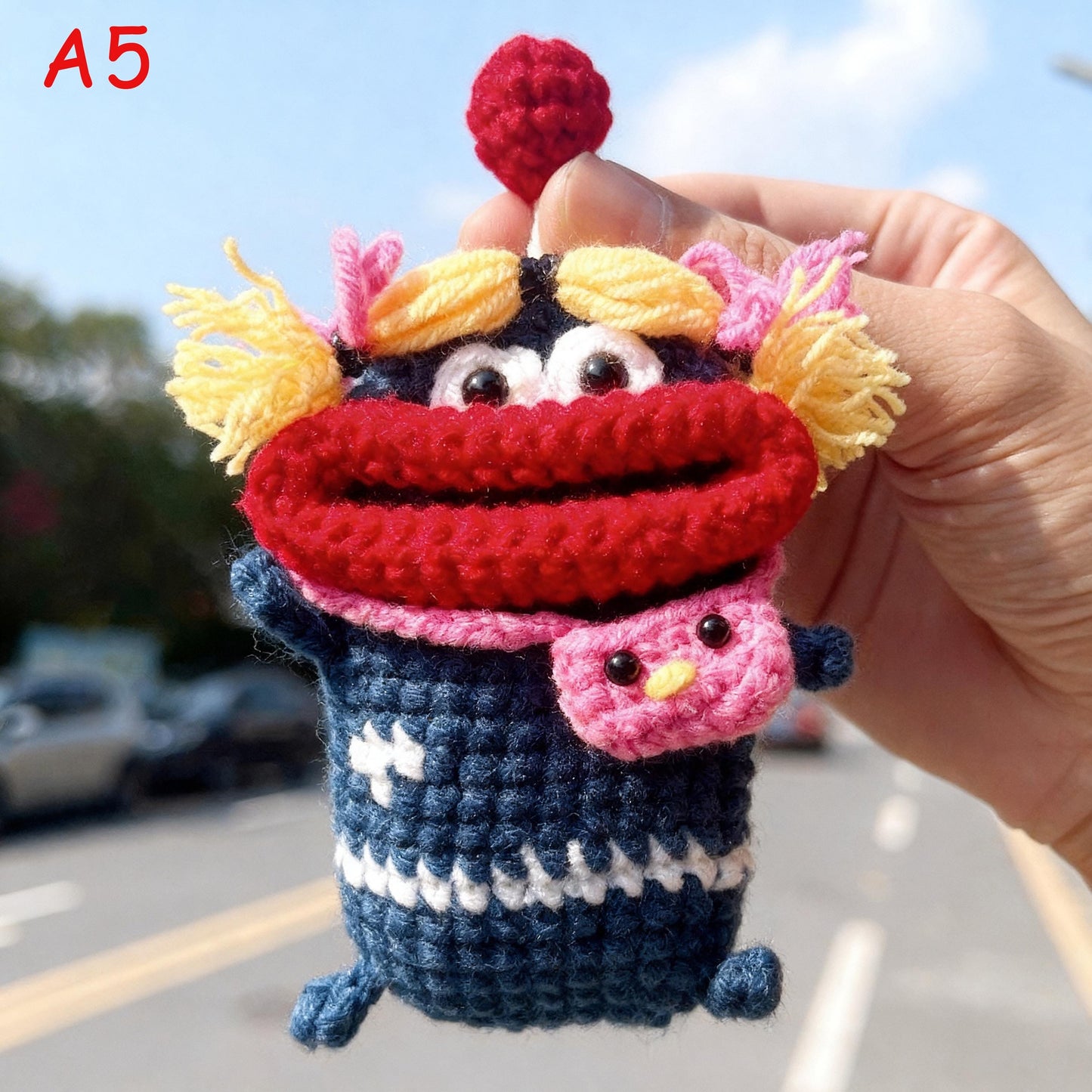 Handmade Crochet Car Key Holder, Funny Sausage Mouth Key Cover, Cute Cartoon Key Pouch, Knitted Car Key Case, Amigurumi Keychain, Bag Charm