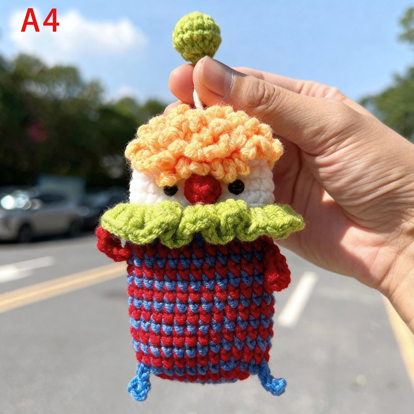 Handmade Crochet Car Key Cover Cute Cartoon Key Holder Bag, Knitted Car Key Case, Funny Sausage Mouth Key Pouch, Kawaii Keychain Bag Charm