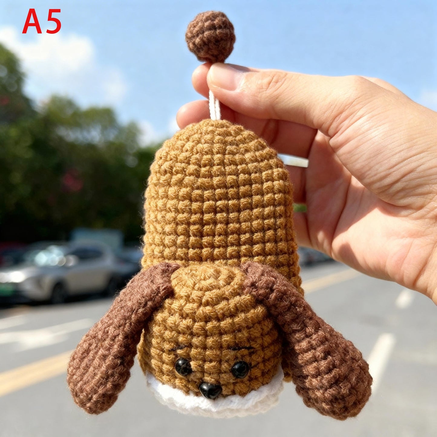 Handmade Crochet Car Key Cover Cute Cartoon Key Holder Bag, Knitted Car Key Case, Funny Sausage Mouth Key Pouch, Kawaii Keychain Bag Charm