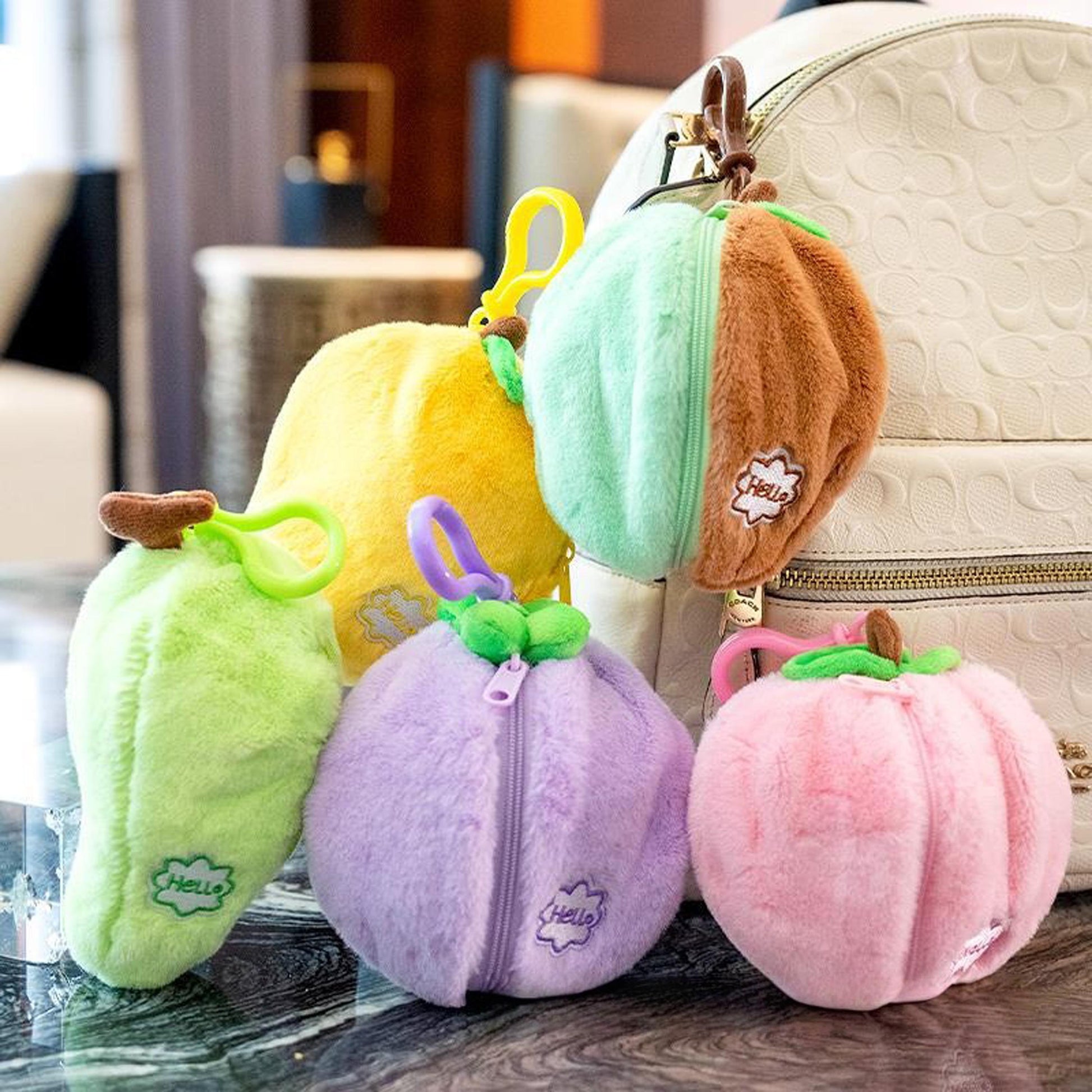 Cute Fruit Transforming Animal Keychain Transforming Peach Bunny Plush ,Kawaii Fruit Rabbit Doll Keyring,Peeling Peach Bunny Plush Toy